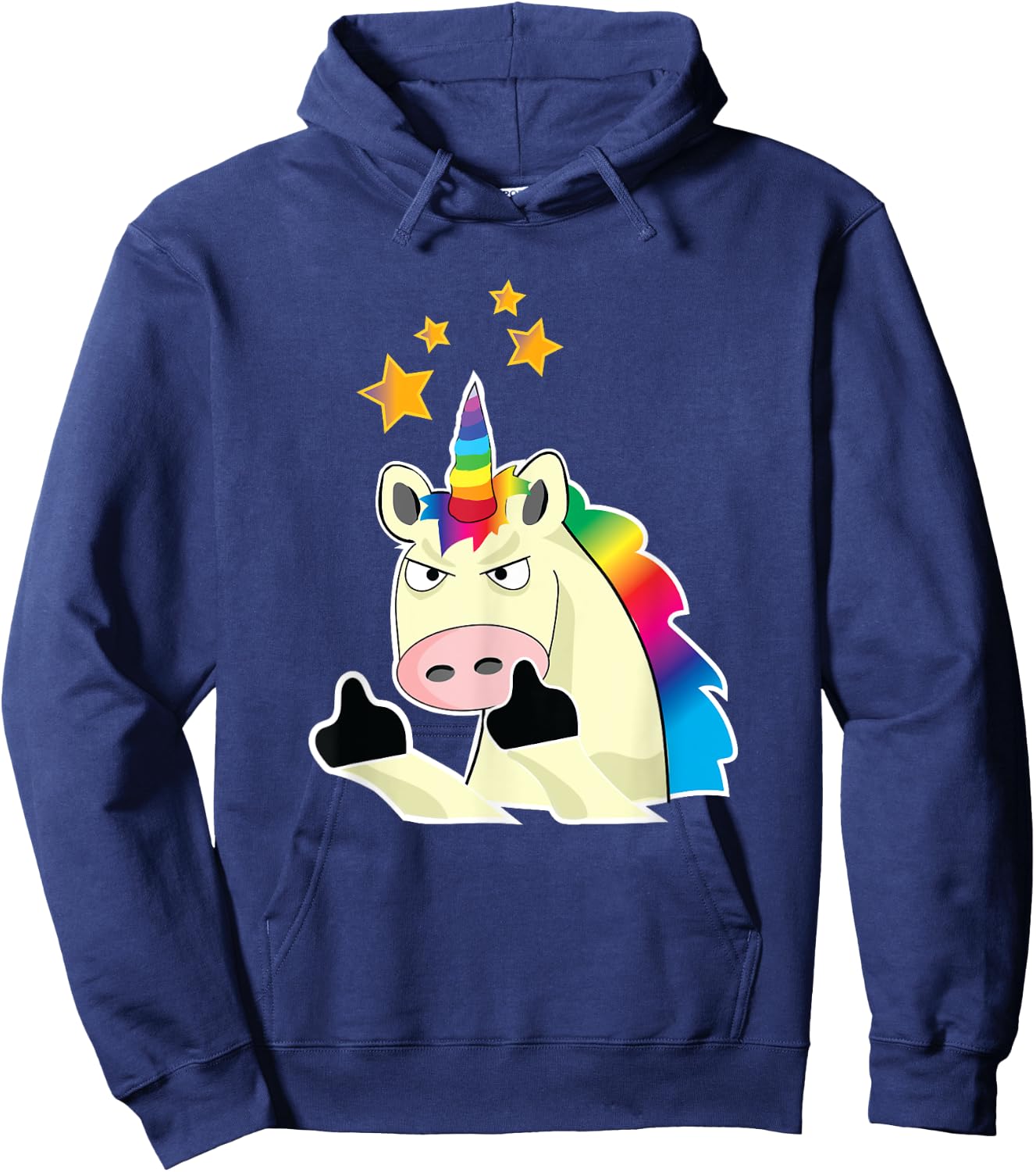 Hilarious Angry Unicorn Flipping you off Hoodie - Hoodie | Navy