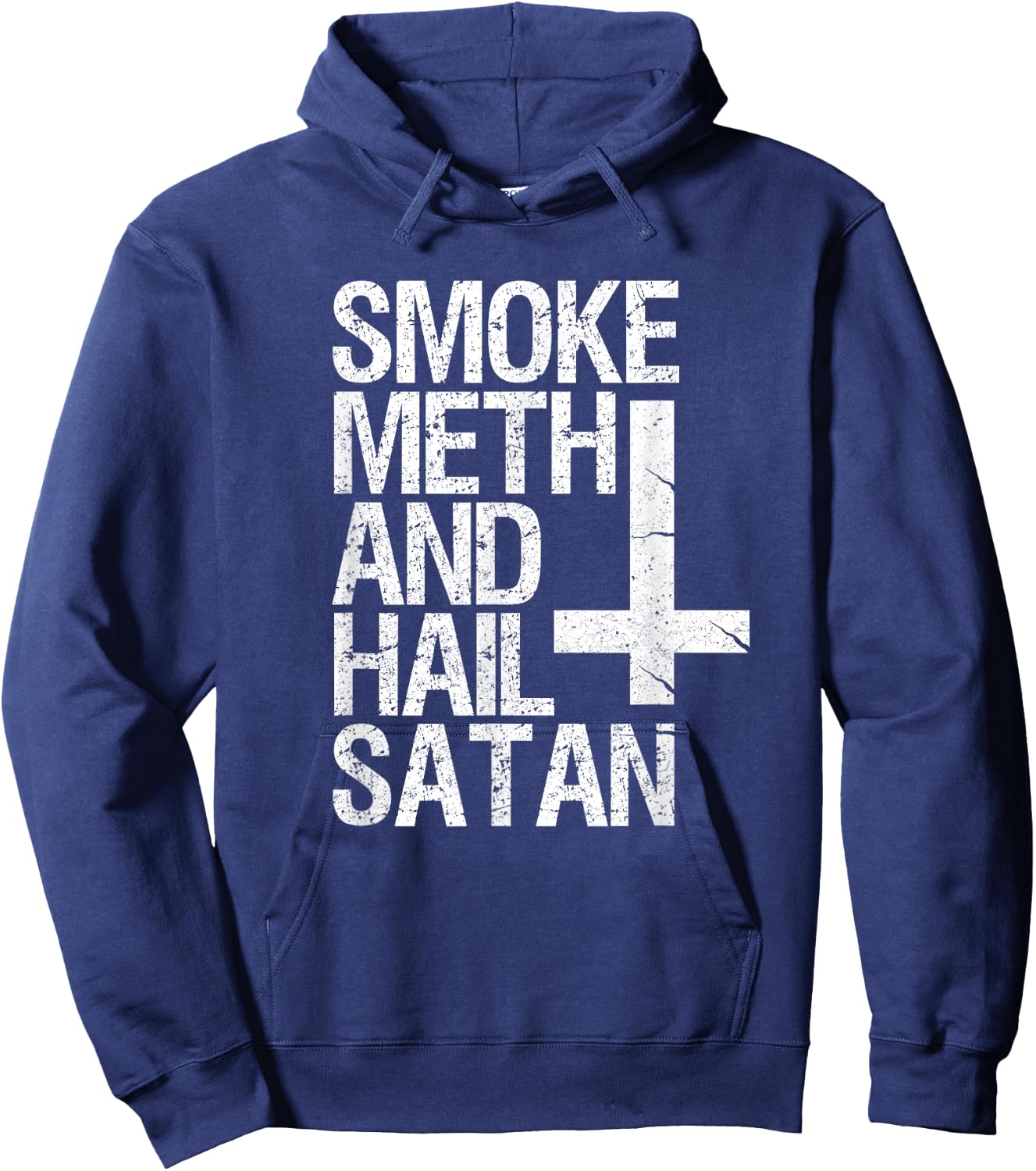 Smoke Meth Hail Satan Funny Satanic Hoodie - Hoodie | Navy