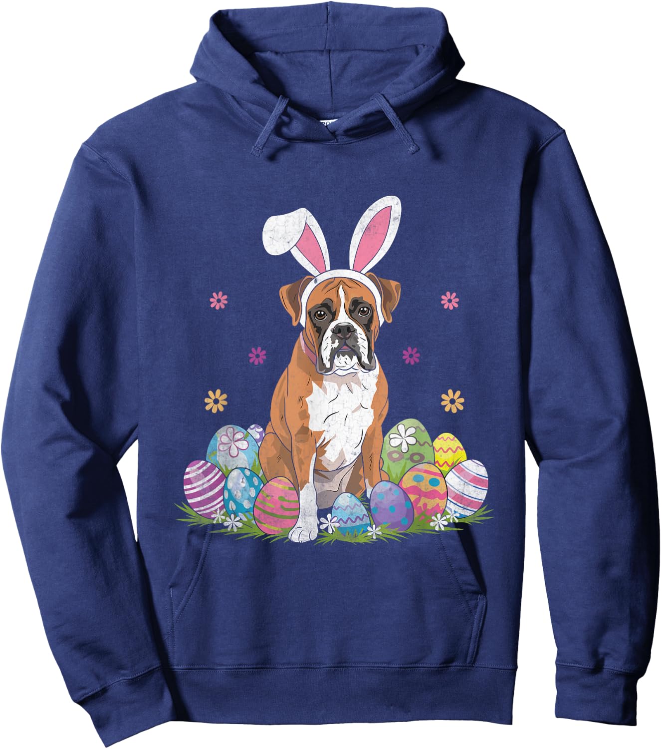 Boxer Dog Bunny Easter Sunday Pet Dogs Boxers Hoodie - Hoodie | Navy