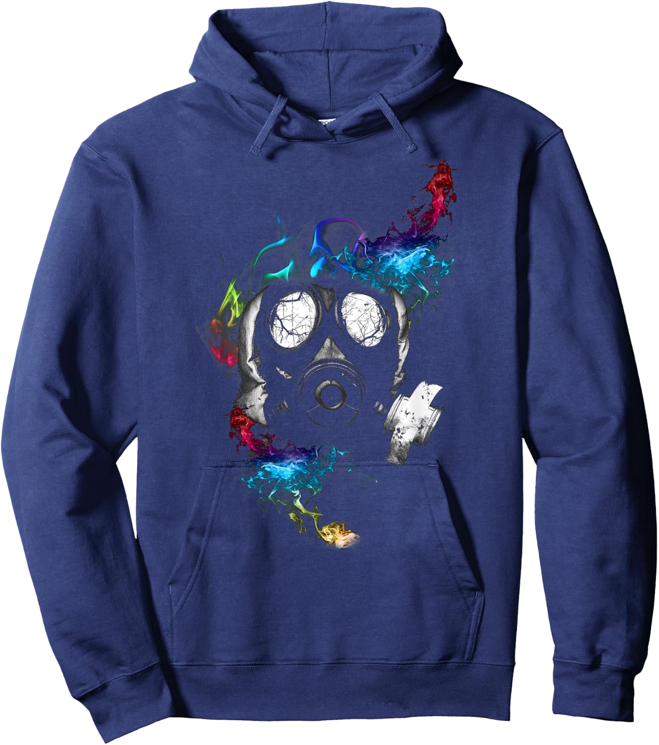 Psychedelic Gas Mask | Soft Touch Fabric Hoodie - Hoodie | Navy