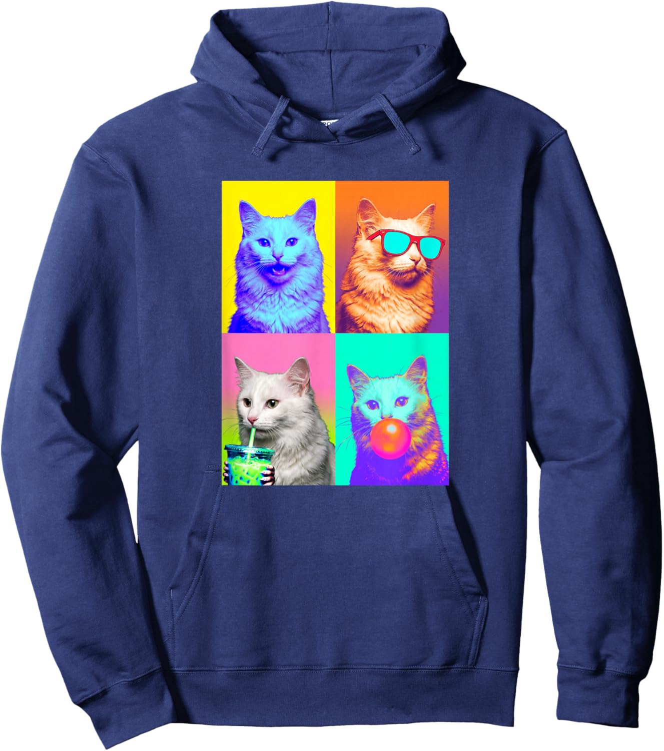 Funny Photo Booth Meme Turkish Angora cat Hoodie - Hoodie | Navy