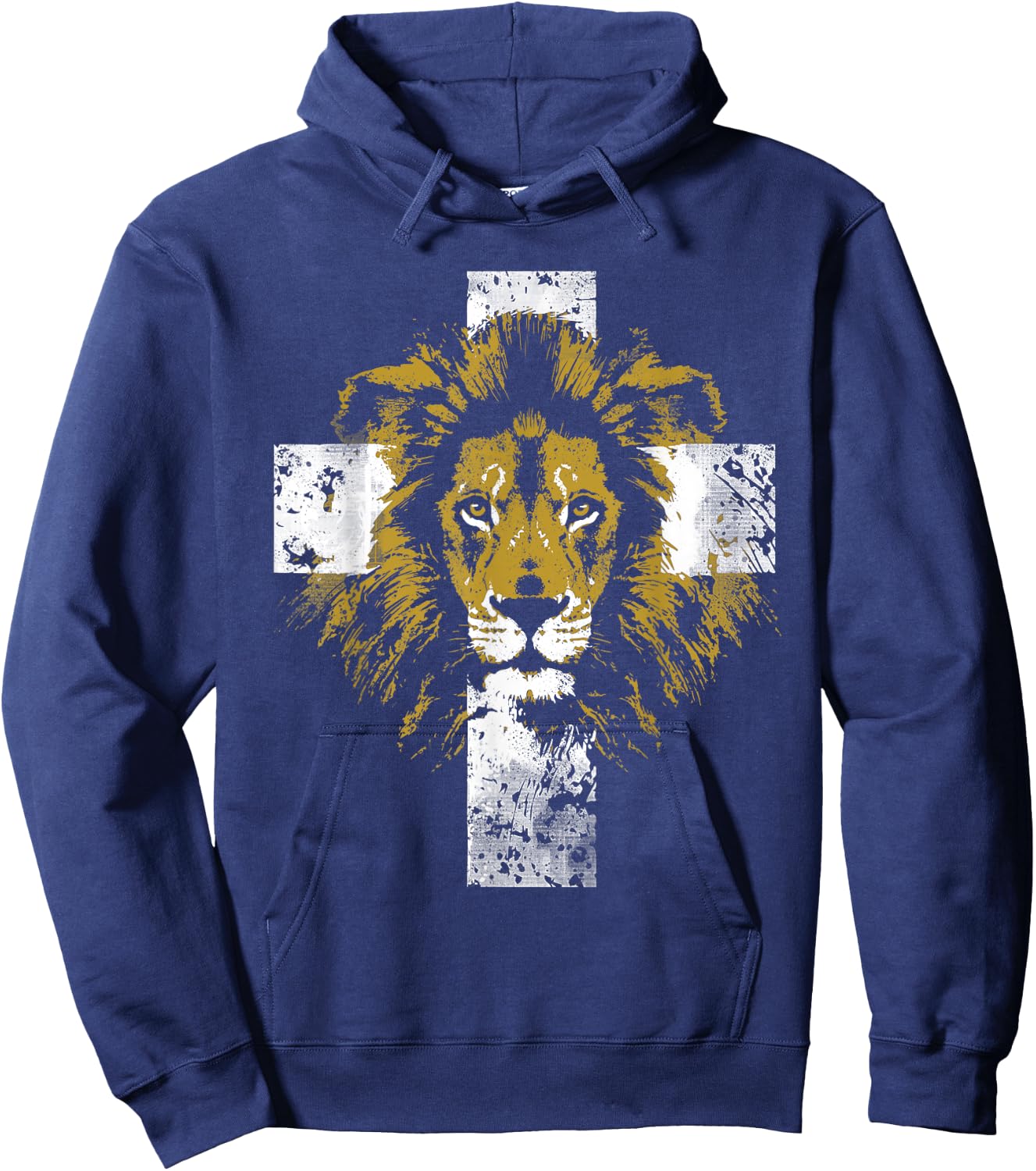 Lion of Judah Cross Christian Hoodie - Hoodie | Navy