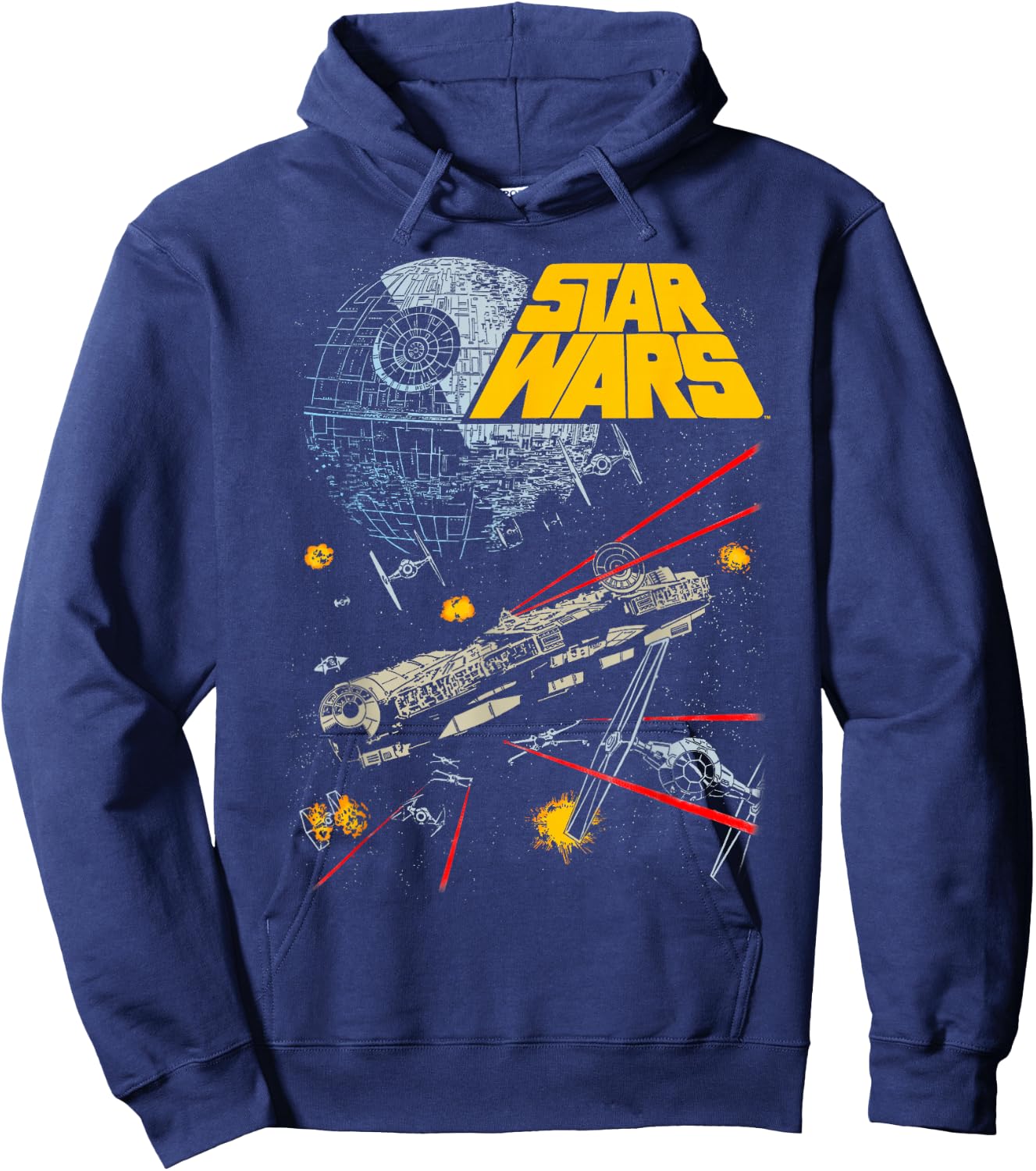 Star Wars Millennium Falcon TIE Fighters Battle Hoodie - Hoodie | Navy