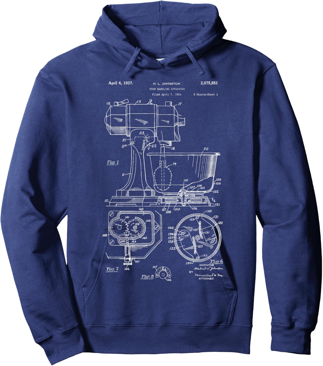 Kitchen Mixer Patent Drawing Gift Bakers Hoodie - Hoodie | Navy