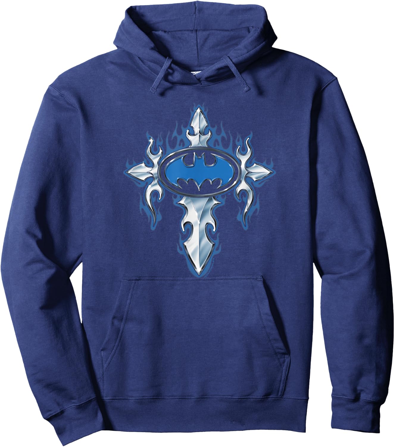 Batman Gothic Steel Logo T Shirt Hoodie - Hoodie | Navy