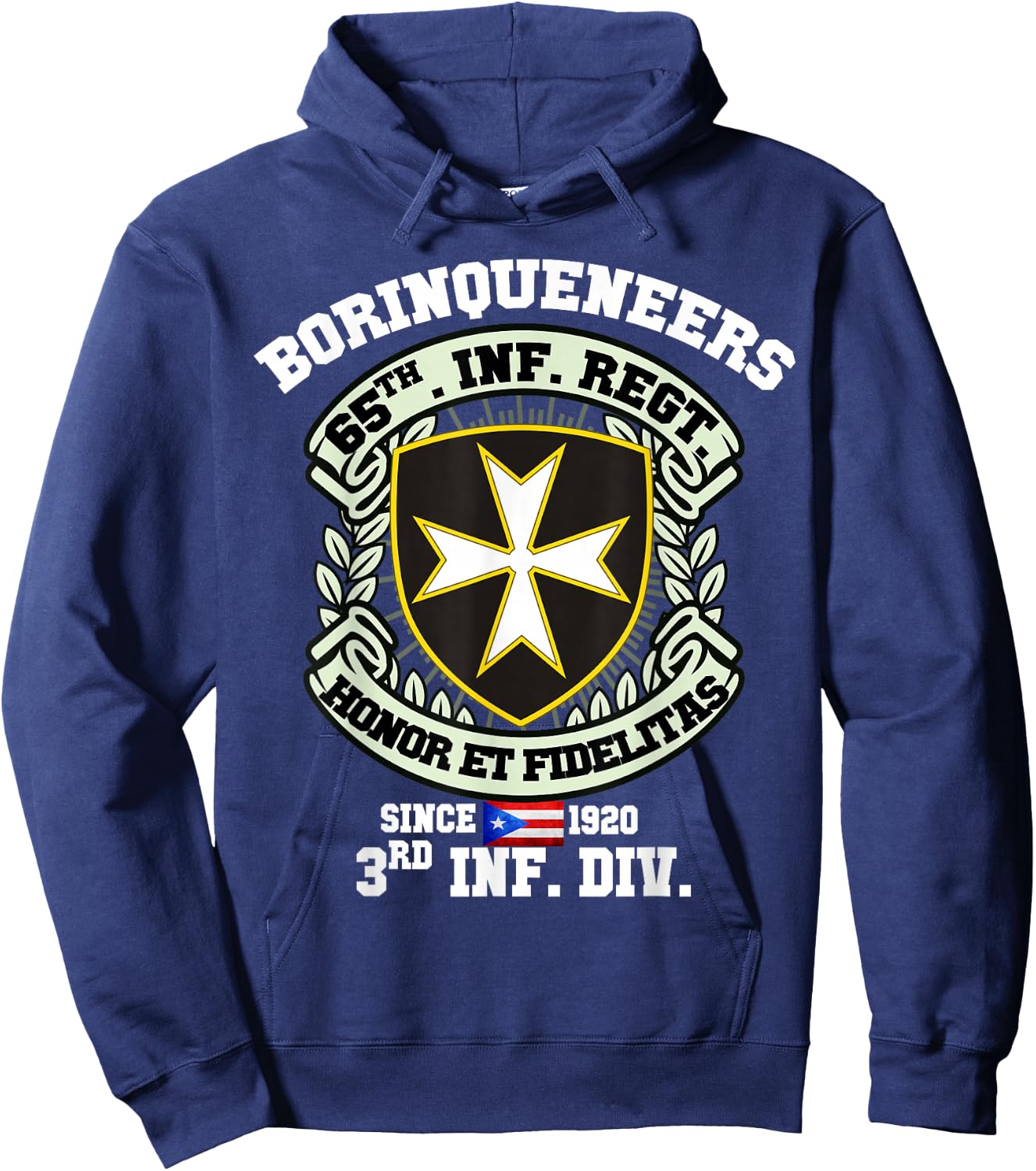 Puerto Rico Pride Borinqueneers Military Hoodie - Hoodie | Navy