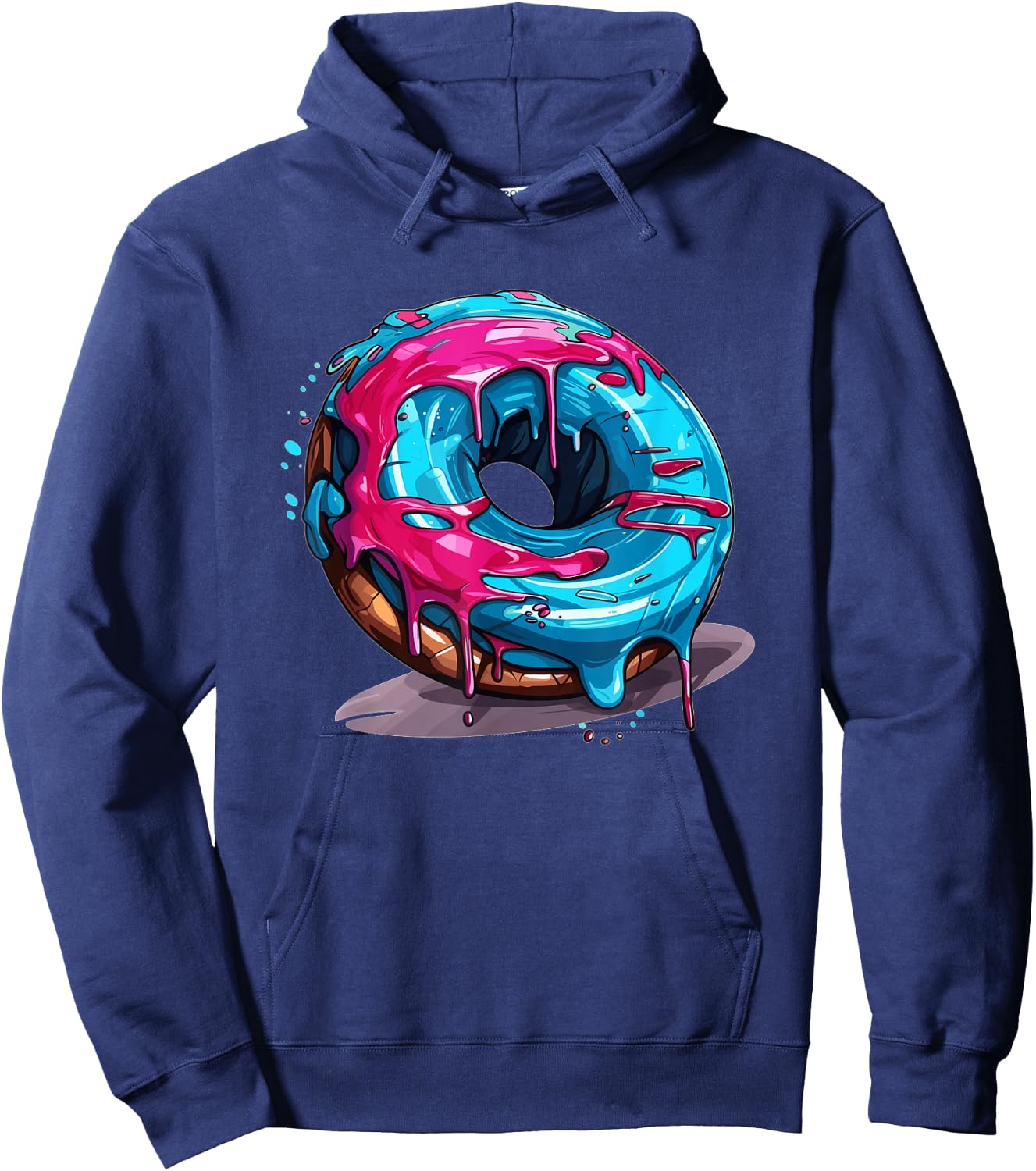 Colorful Drippy Donut Hoodie - Hoodie | Navy