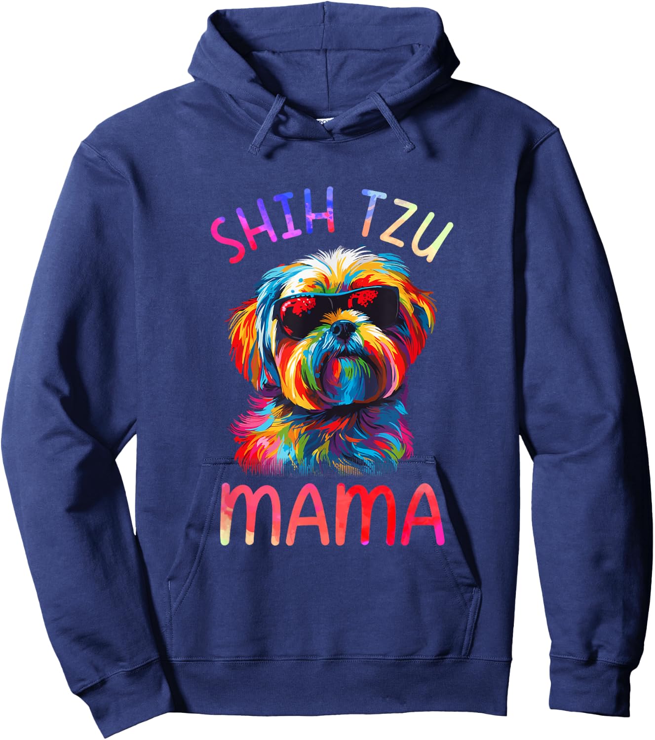 Shih Tzu Mom Mama Pop Art Shih Tzu Lovers Hoodie - Hoodie | Navy