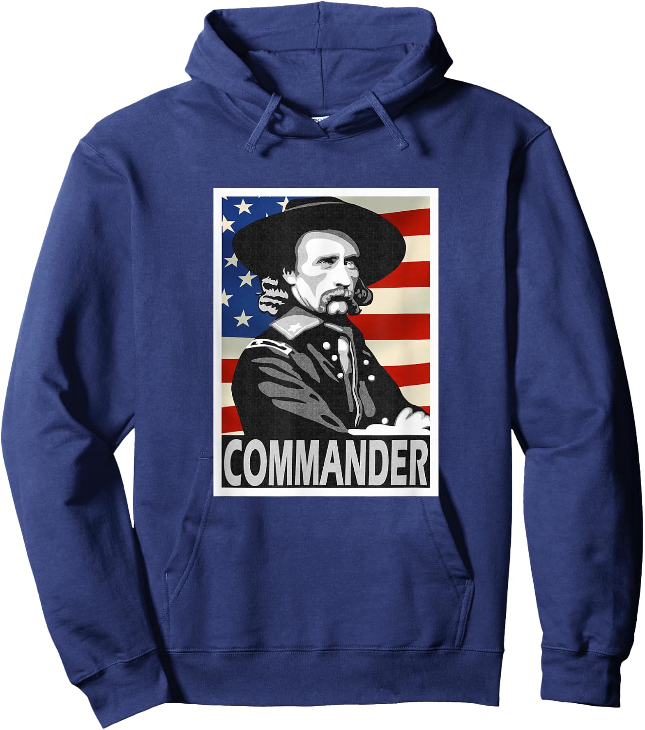 George Armstrong Custer Commander Poster Style Hoodie - Hoodie | Navy