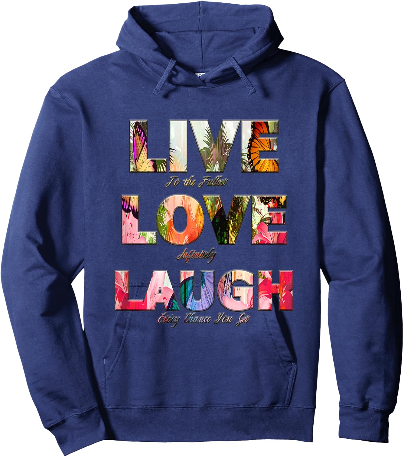 Live - Love - Laugh T Shirt Hoodie - Hoodie | Navy