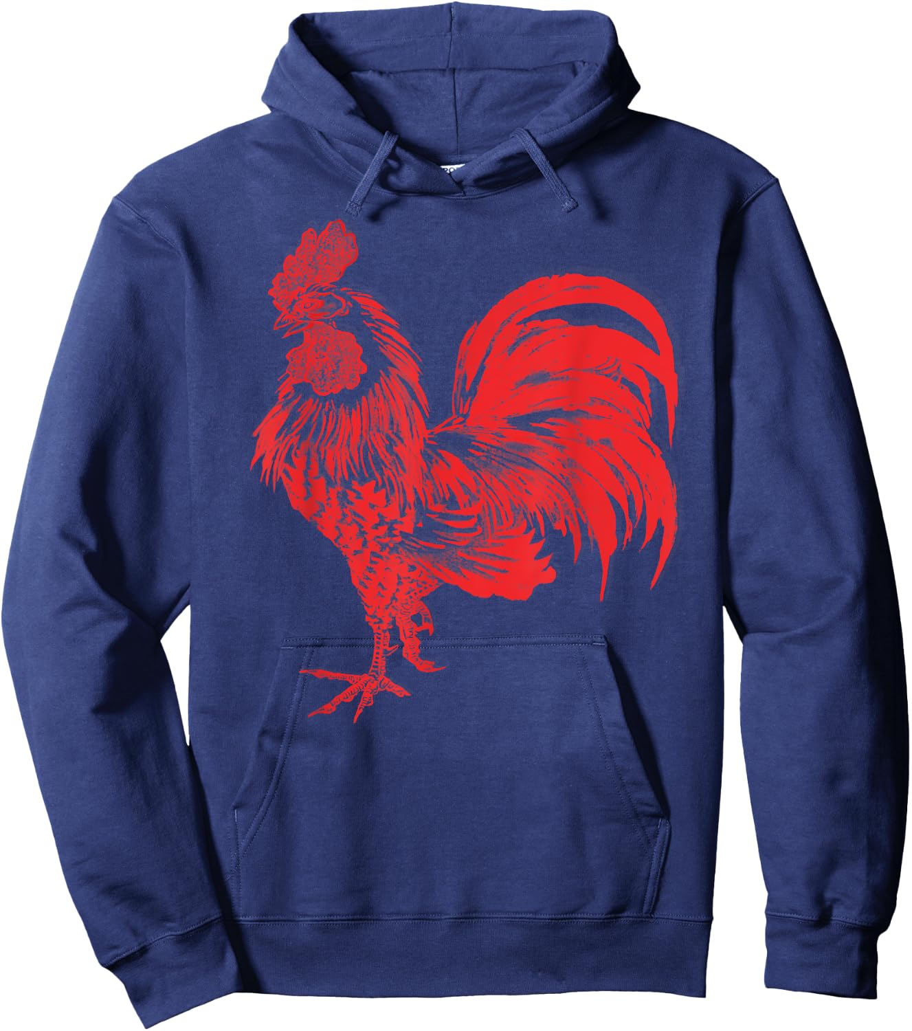 Men's Red Rooster Shirt Cocky Vintage Rooster Hoodie - Hoodie | Navy