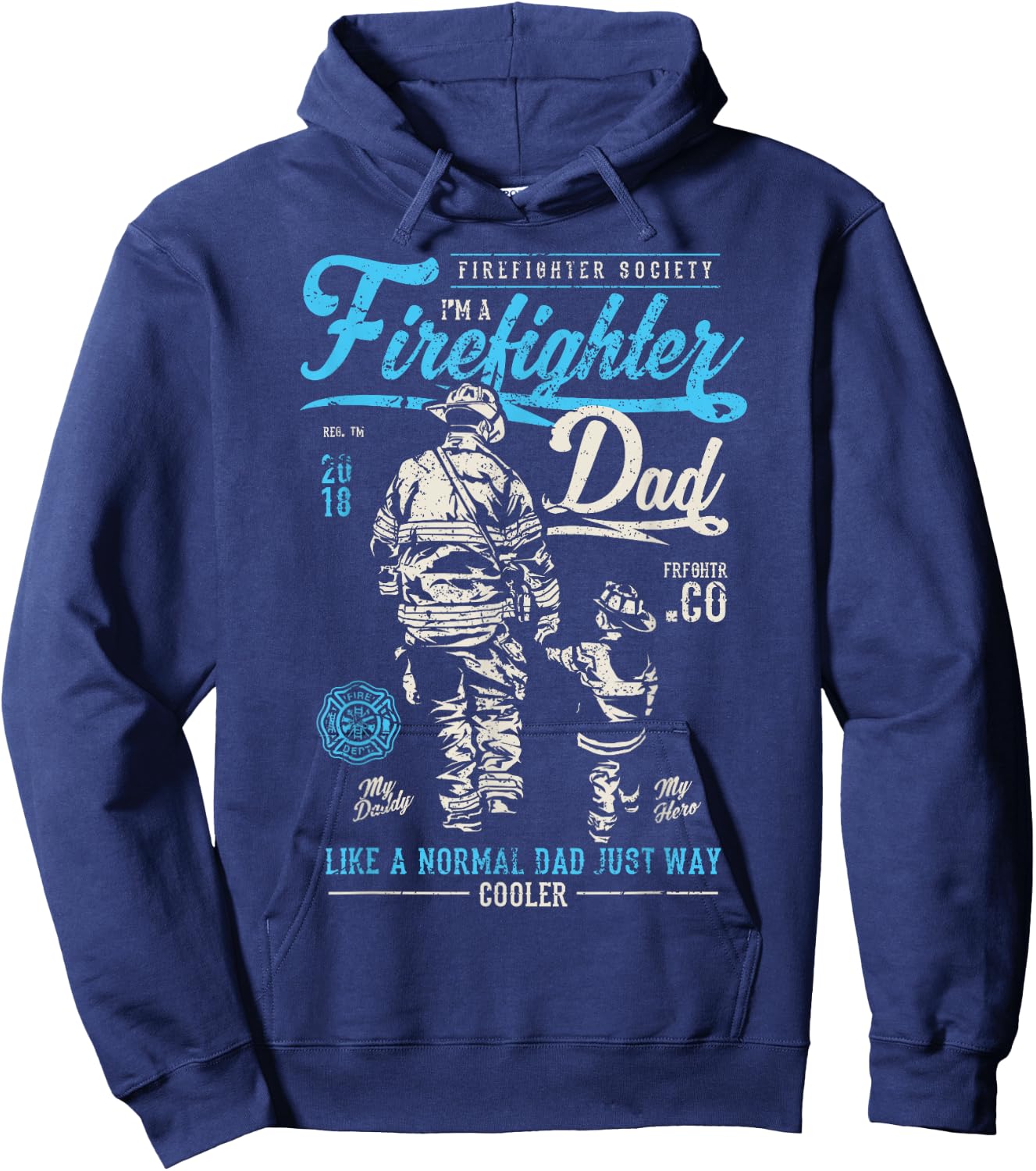 Firefighter Father's Day Retro Dad Xmas Gifts Hoodie - Hoodie | Navy
