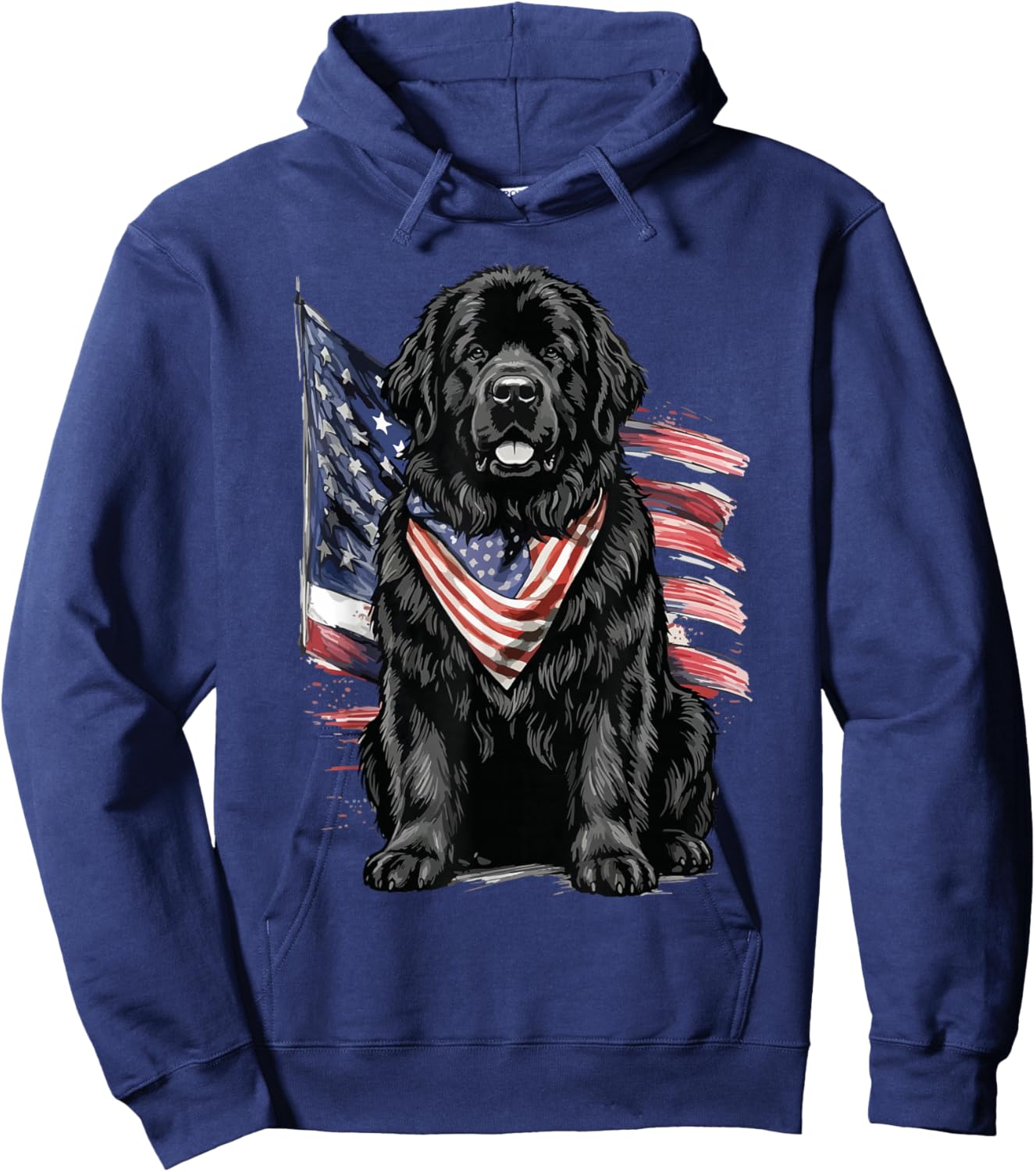 Newfoundland 4th of July Patriotic Dog Hoodie - Hoodie | Navy