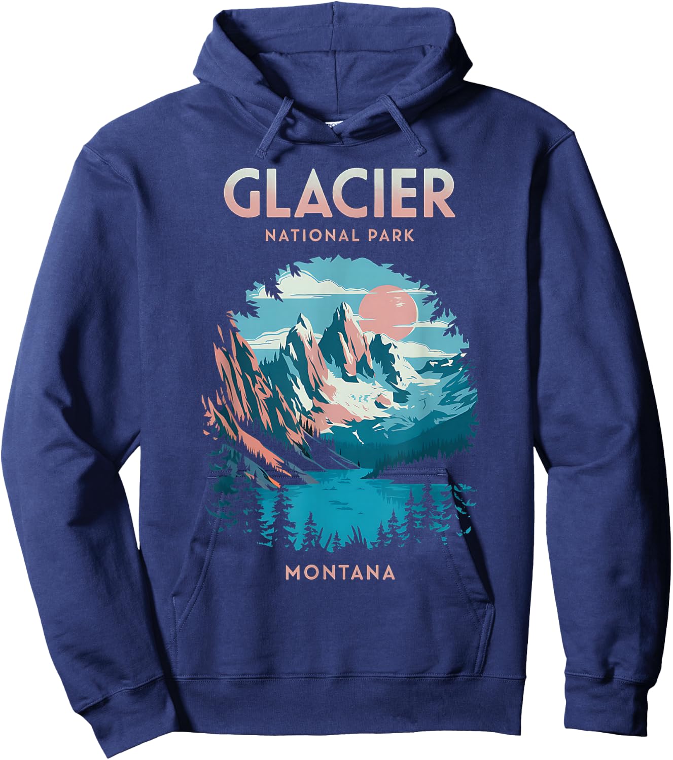 Scenic Outdoors Glacier National Park Montana Hoodie - Hoodie | Navy