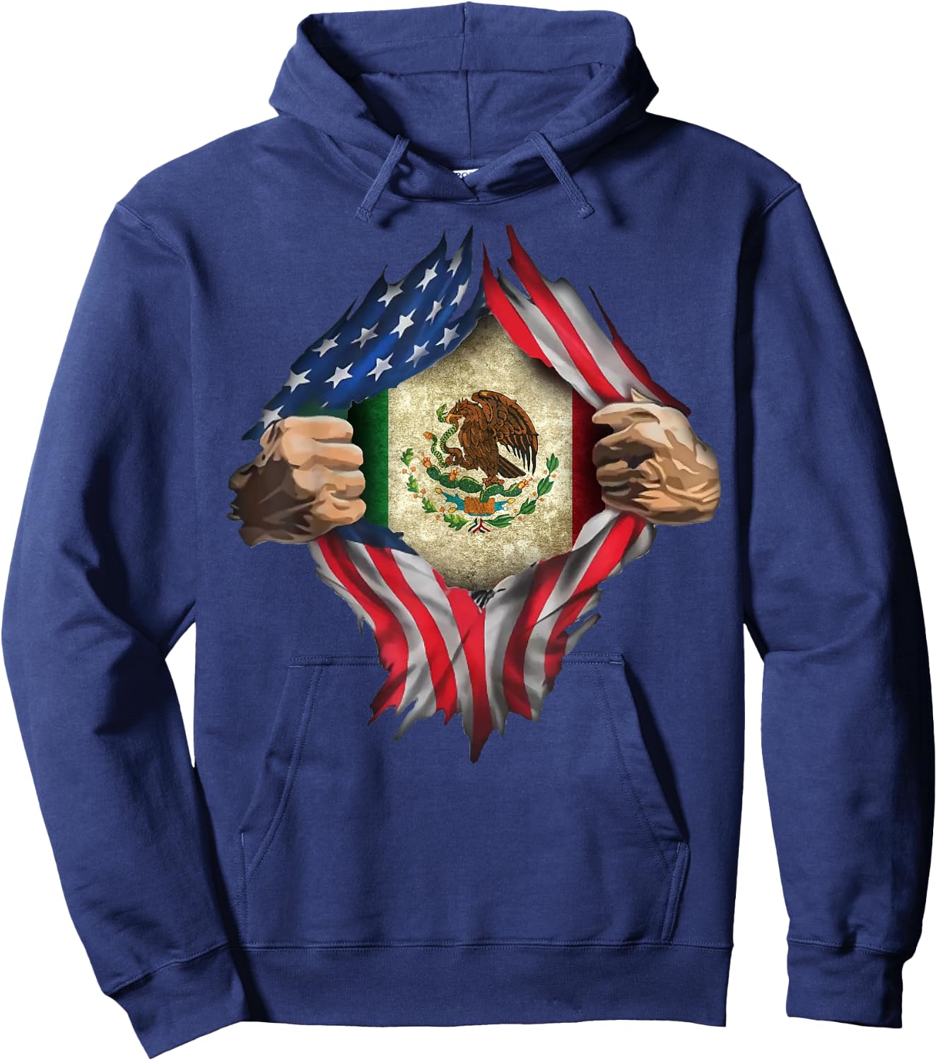 Mexican American Super Hero Flag T Shirt Hoodie - Hoodie | Navy