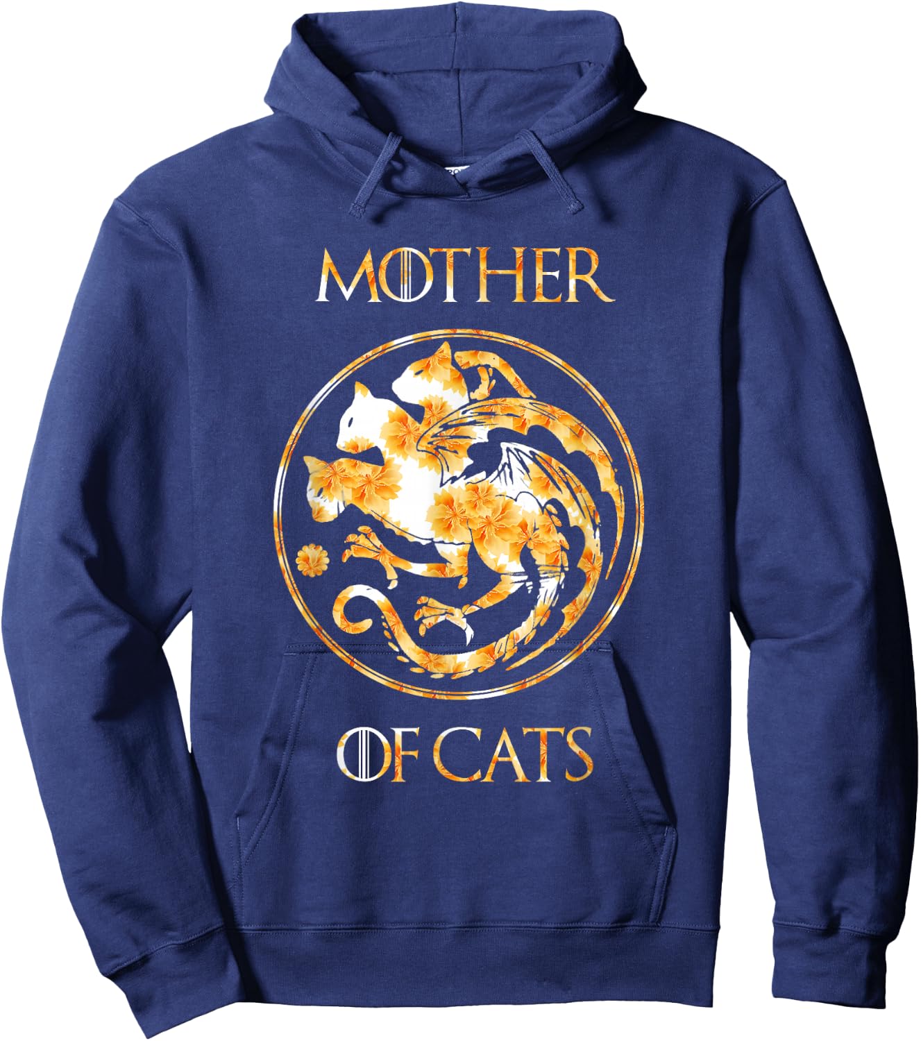 Mother of Cats Shirt With Floral Art Best Mom Hoodie - Hoodie | Navy