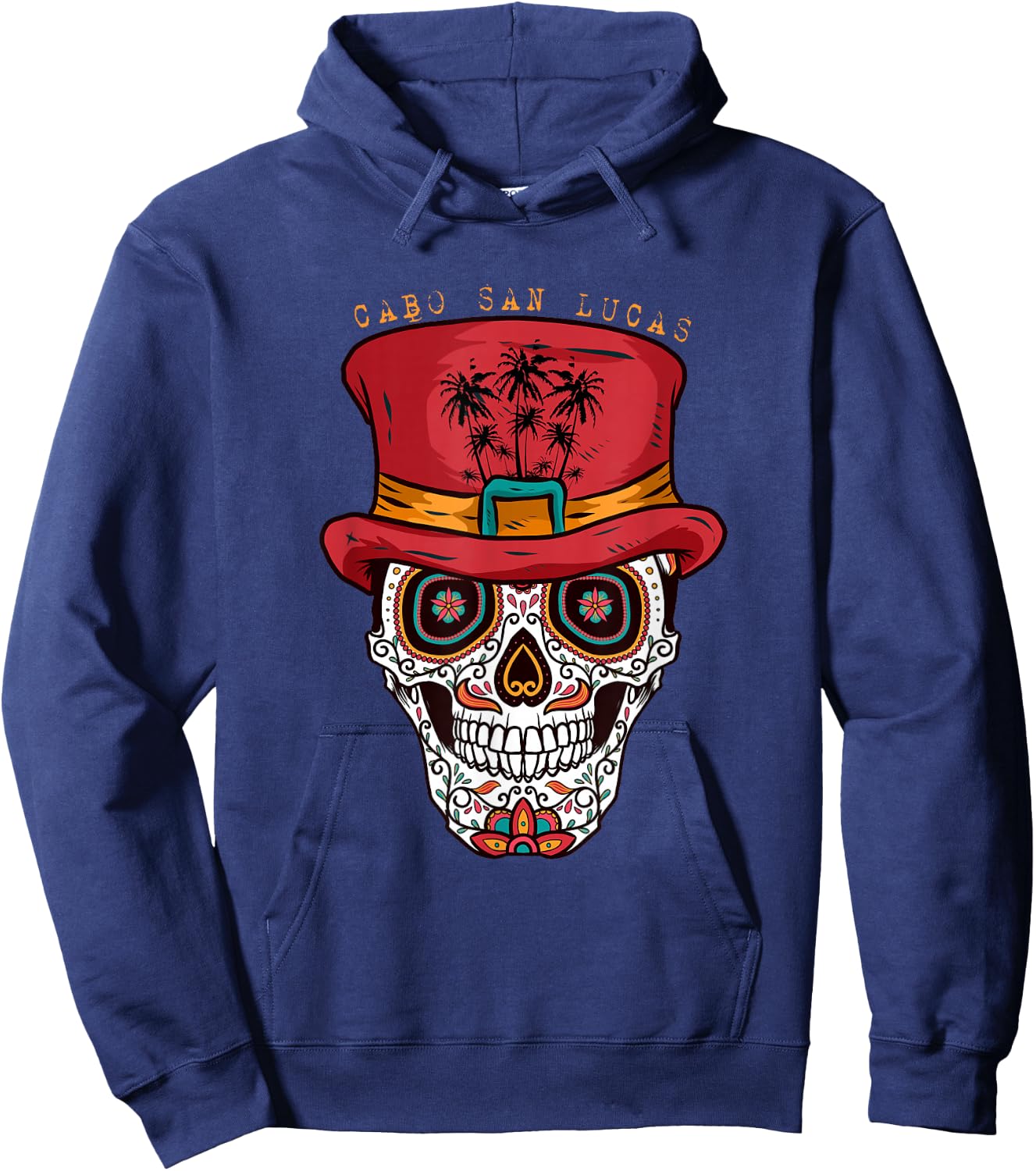 Cabo San Lucas Sugar Skull & Hat Souvenir Hoodie - Hoodie | Navy