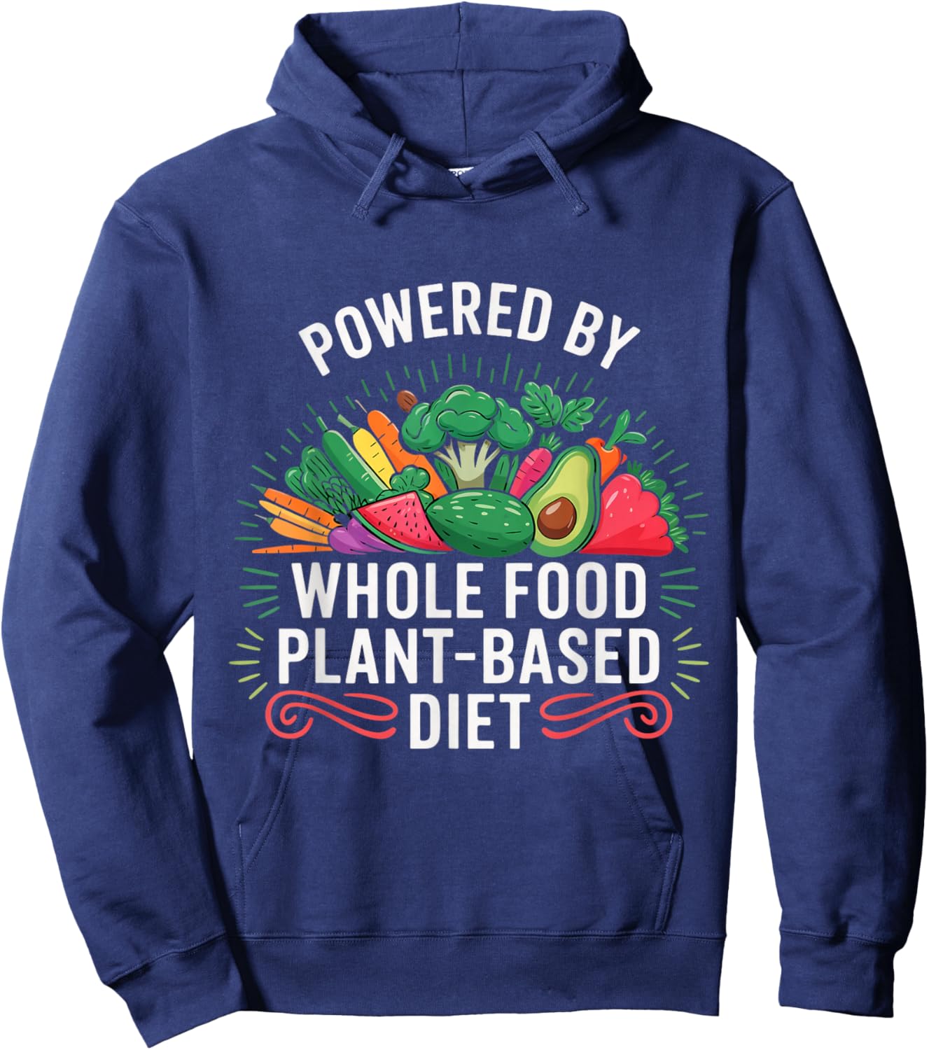 Powered By Whole Food Plant Based Vegan Hoodie - Hoodie | Navy