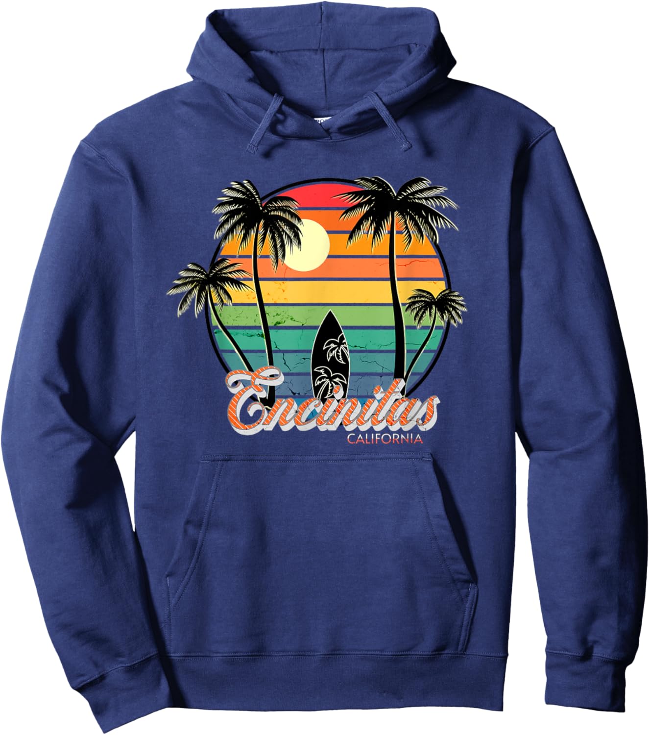 Encinitas Surf - Chill Beach Life print Hoodie - Hoodie | Navy