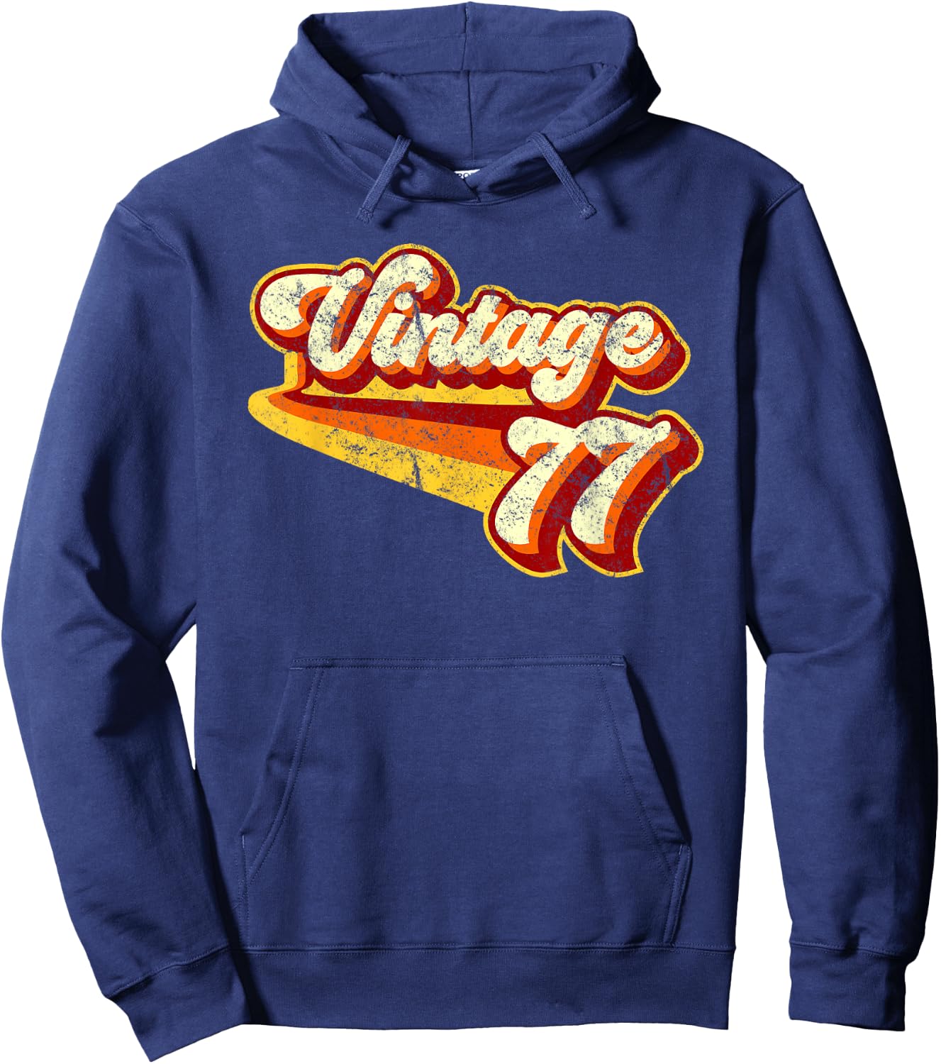 Vintage 1977 Distressed Hoodie - Hoodie | Navy
