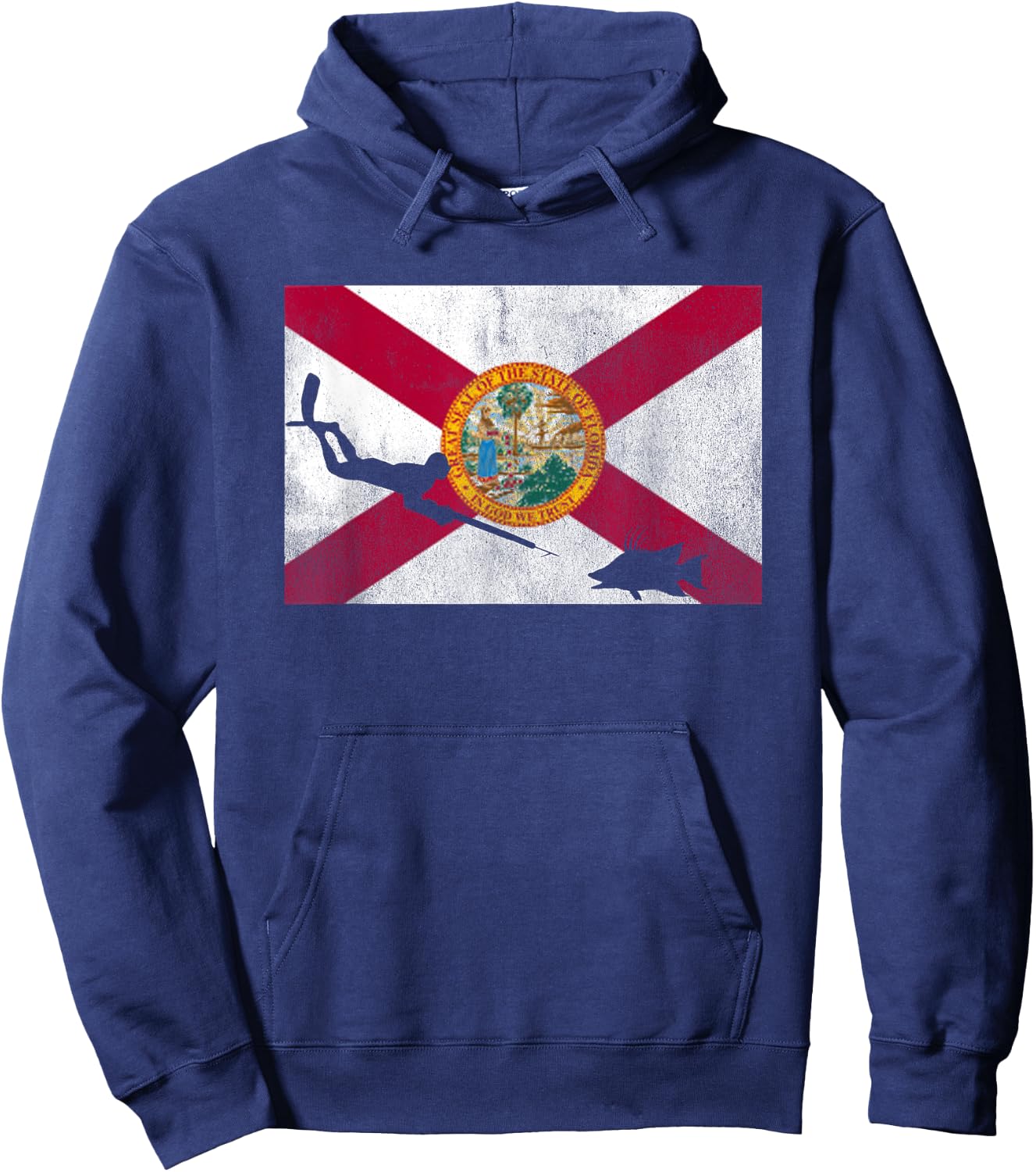 Florida Flag Spearfishing Freedive Hoodie - Hoodie | Navy