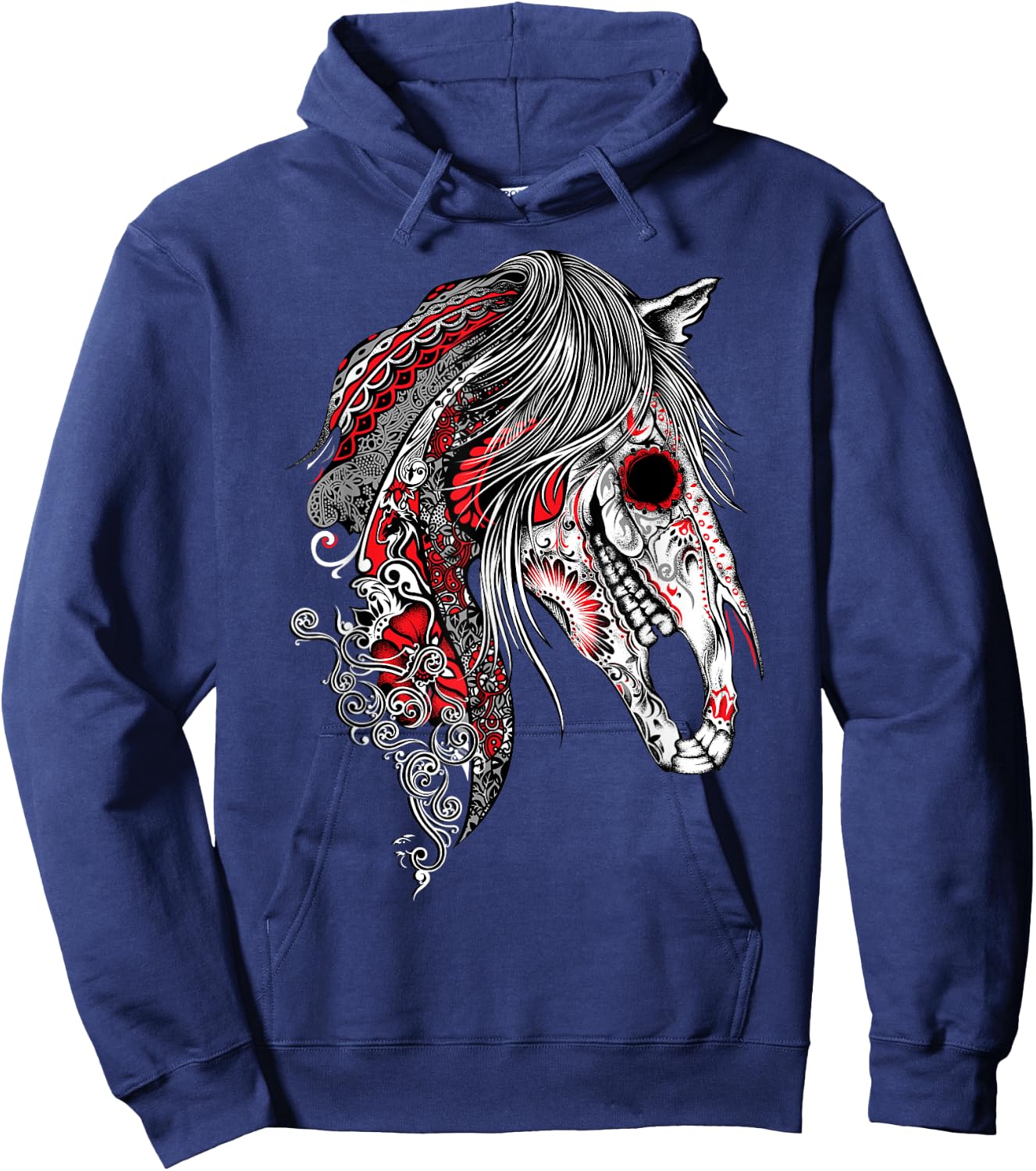 Cute Sugar Skull Horse Shirt, Day of the Dead Hoodie - Hoodie | Navy