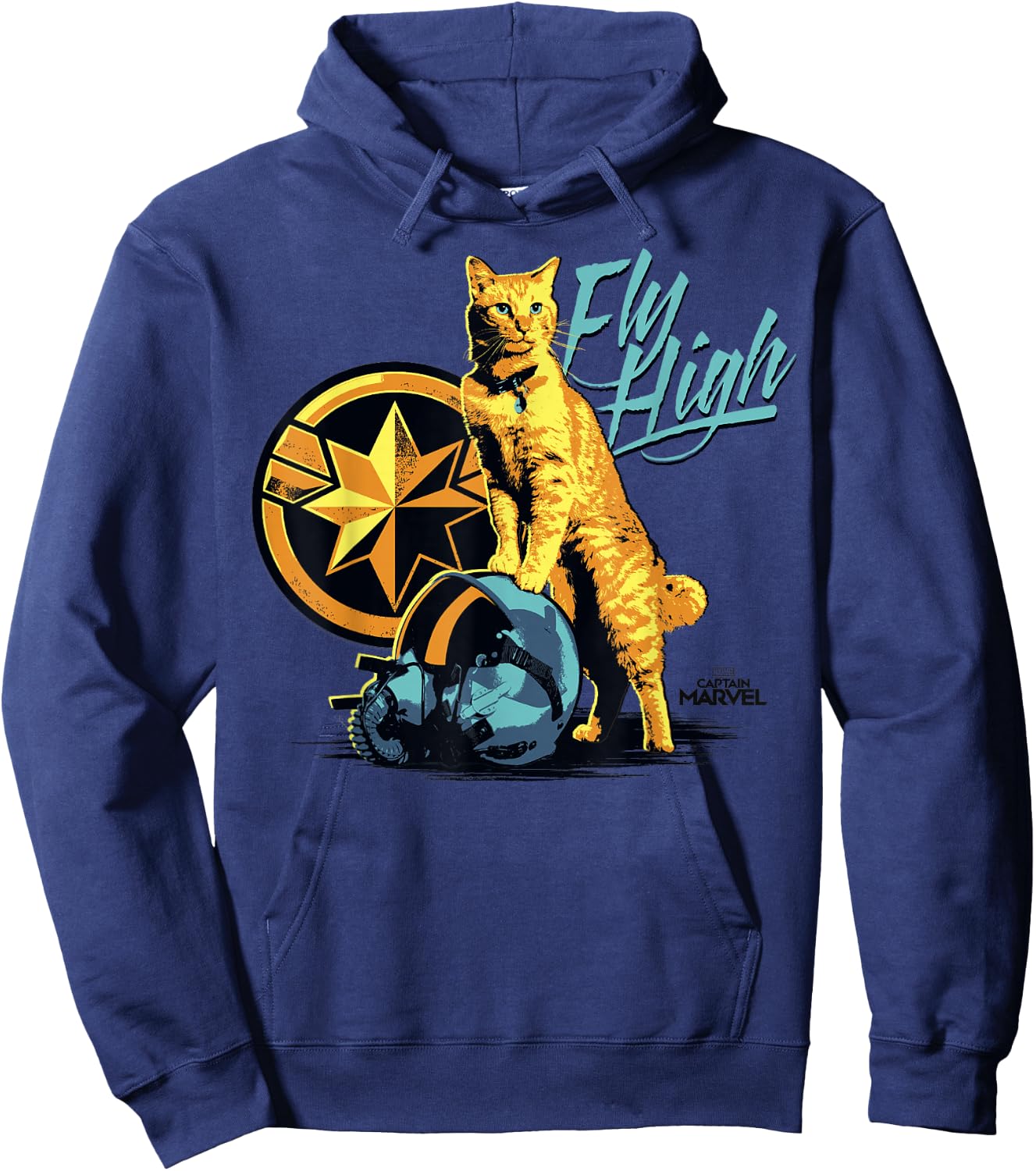Captain Marvel Symbol Goose Fly High Graphic Hoodie - Hoodie | Navy
