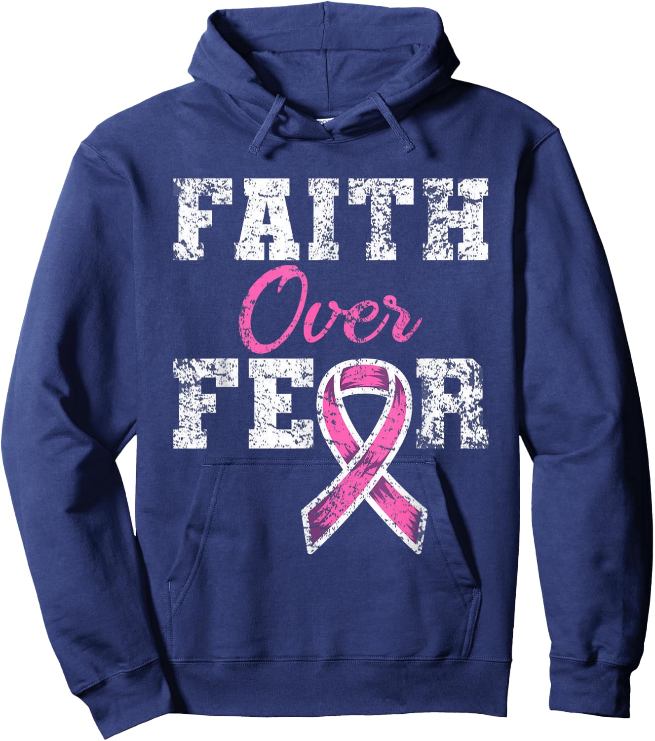Faith Over Fear Breast Cancer Awareness Hoodie - Hoodie | Navy