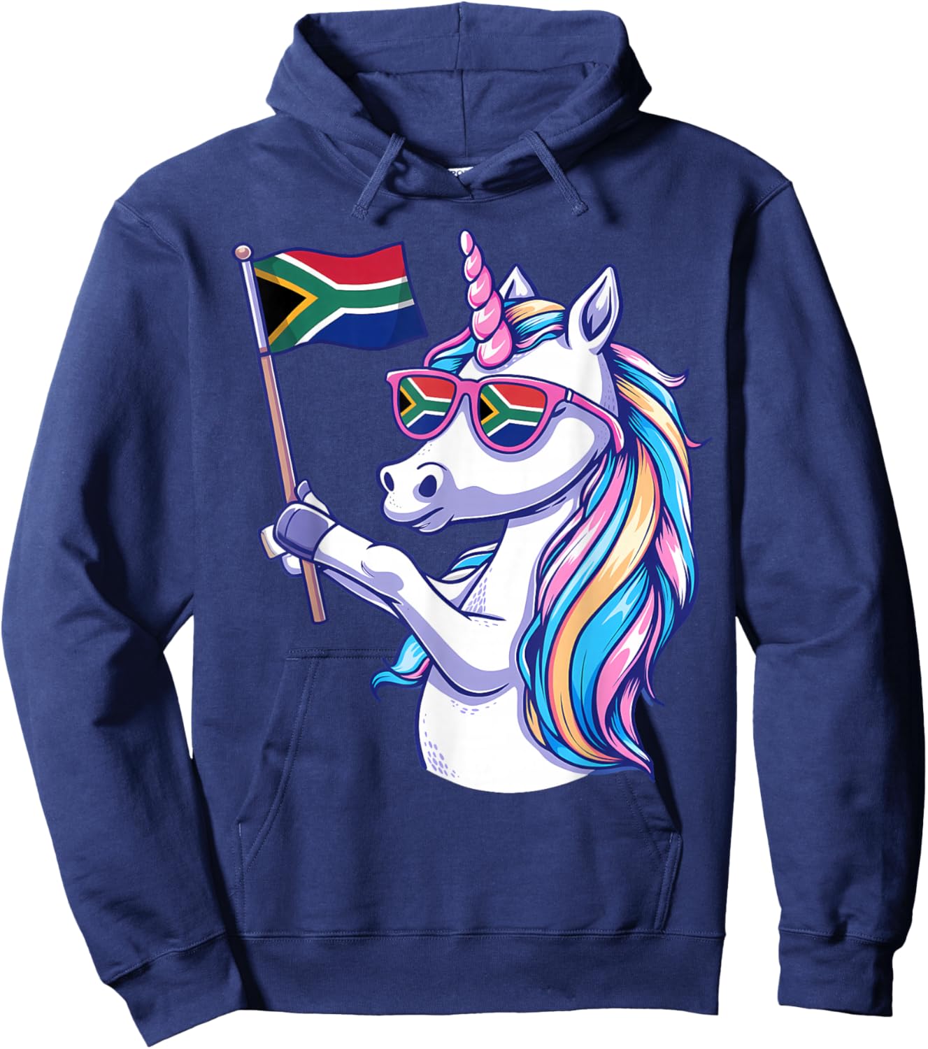 South Africa Roots Unicorn South African Flag Hoodie - Hoodie | Navy