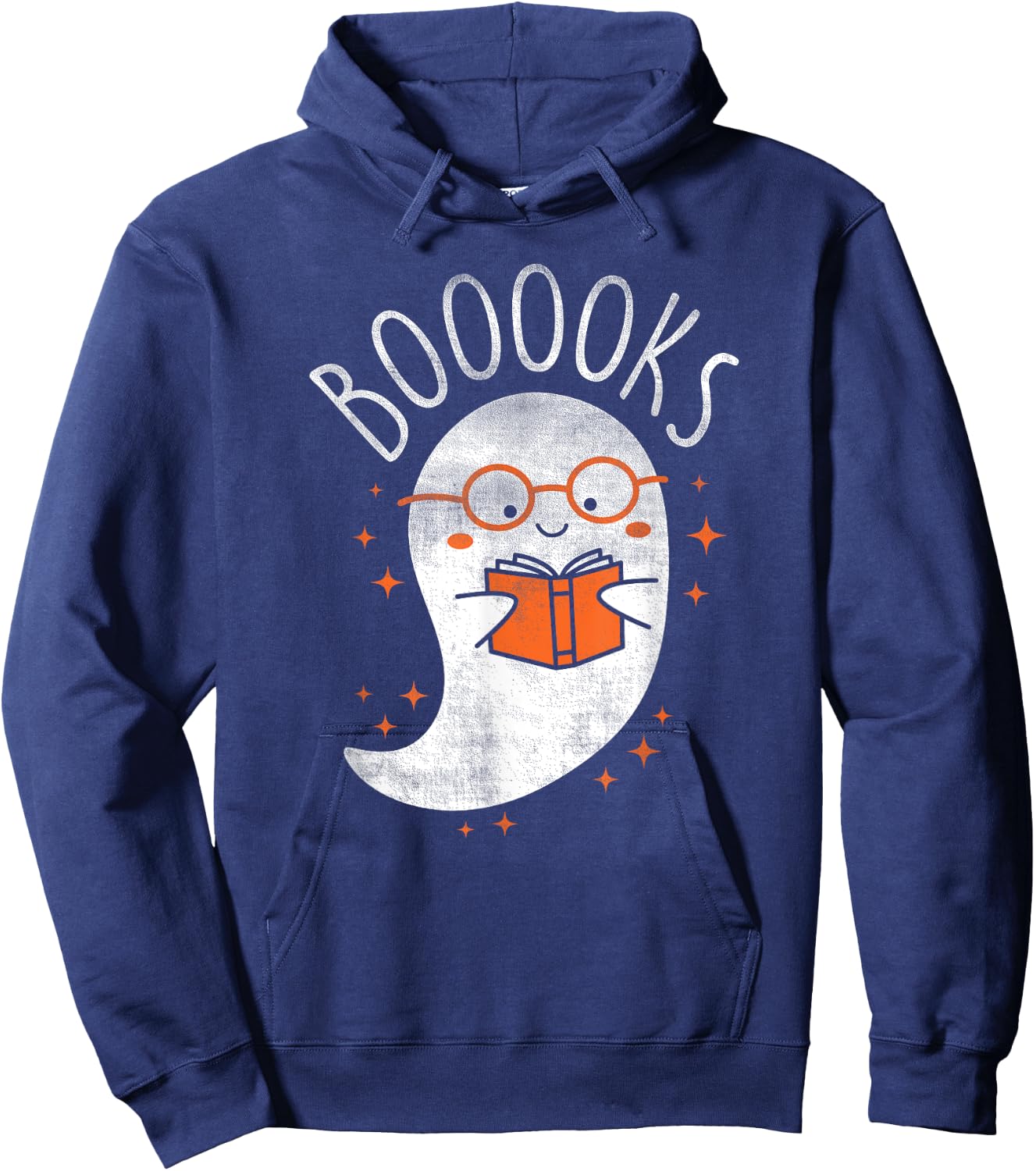Cute Ghost Book Reading Halloween Teacher Top Hoodie - Hoodie | Navy