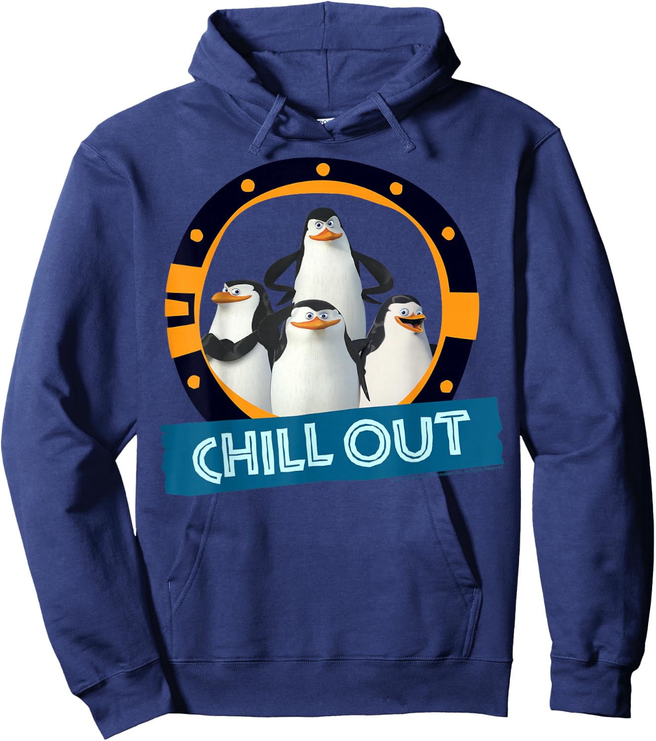 Madagascar Penguins Chill Out Text Poster Hoodie - Hoodie | Navy