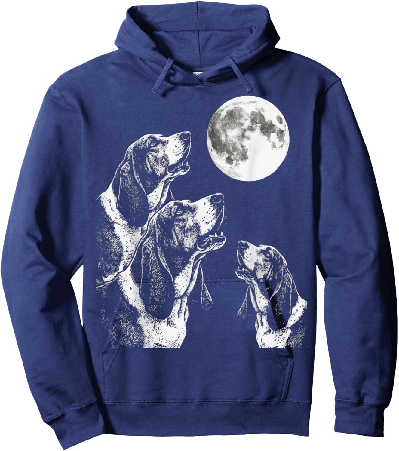 Basset Hound Howling At Moon Hoodie - Hoodie | Navy