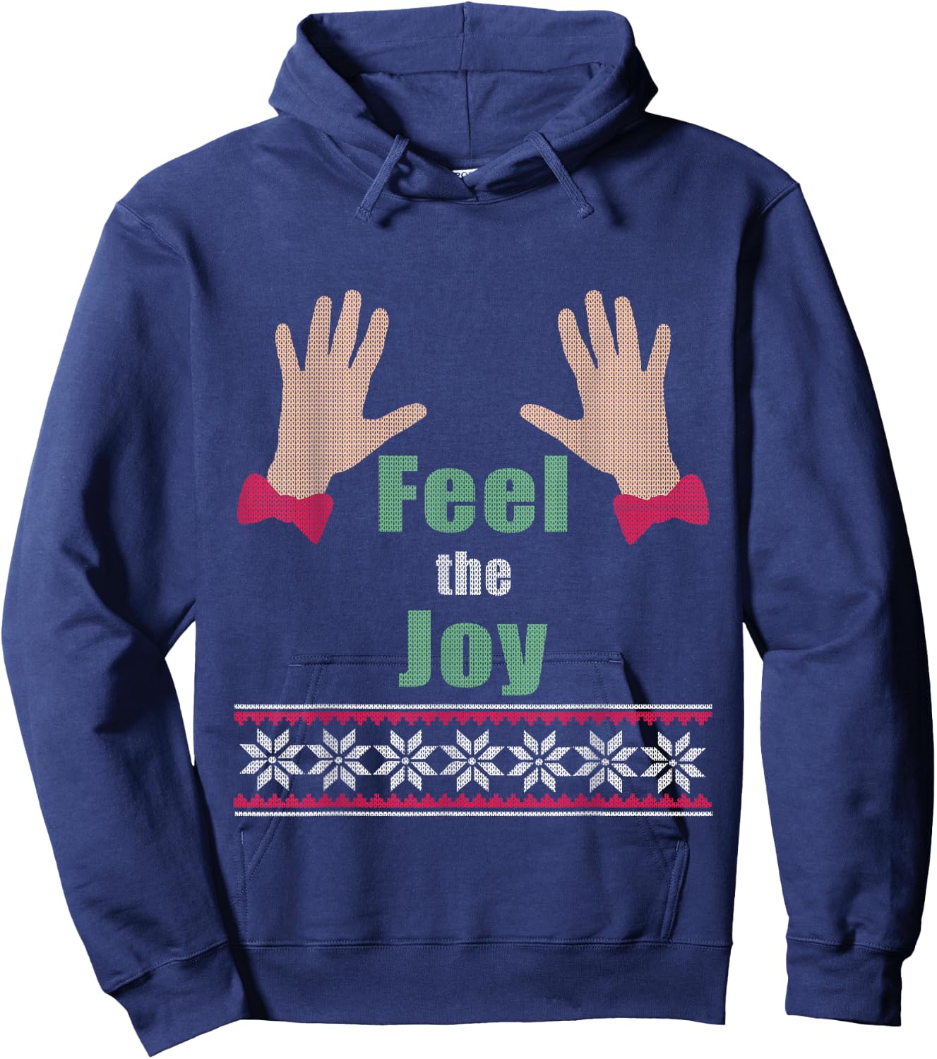 Funny Feel The Joy Christmas Gift Ugly Sweater Hoodie - Hoodie | Navy