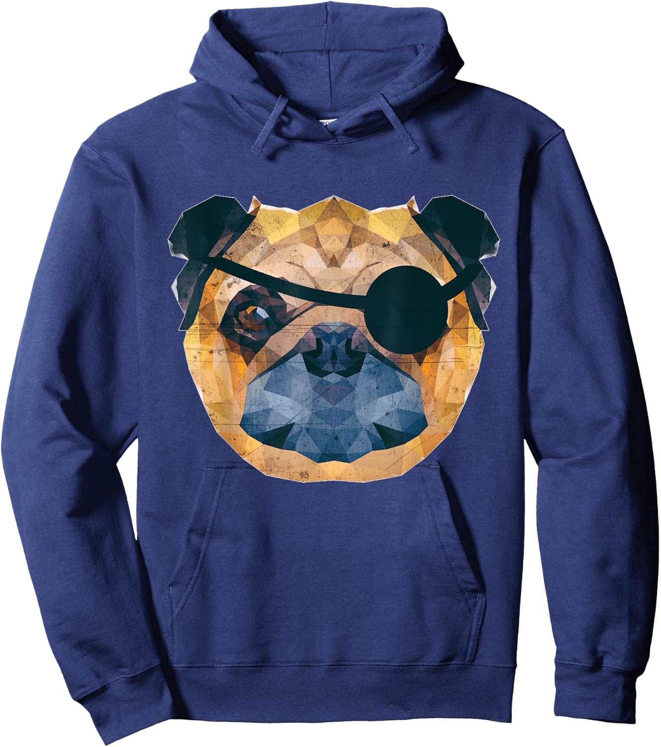 Evil Pet Pug Pirate Dog w Eye Patch Hoodie - Hoodie | Navy