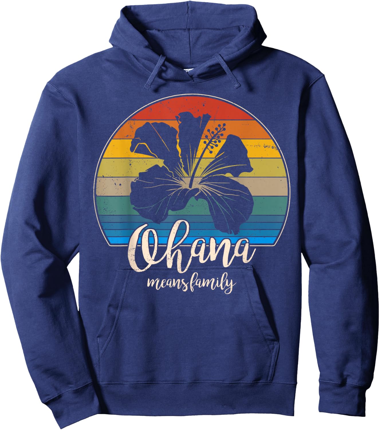Ohana means family Vintage Hawaiian Gifts Hoodie - Hoodie | Navy