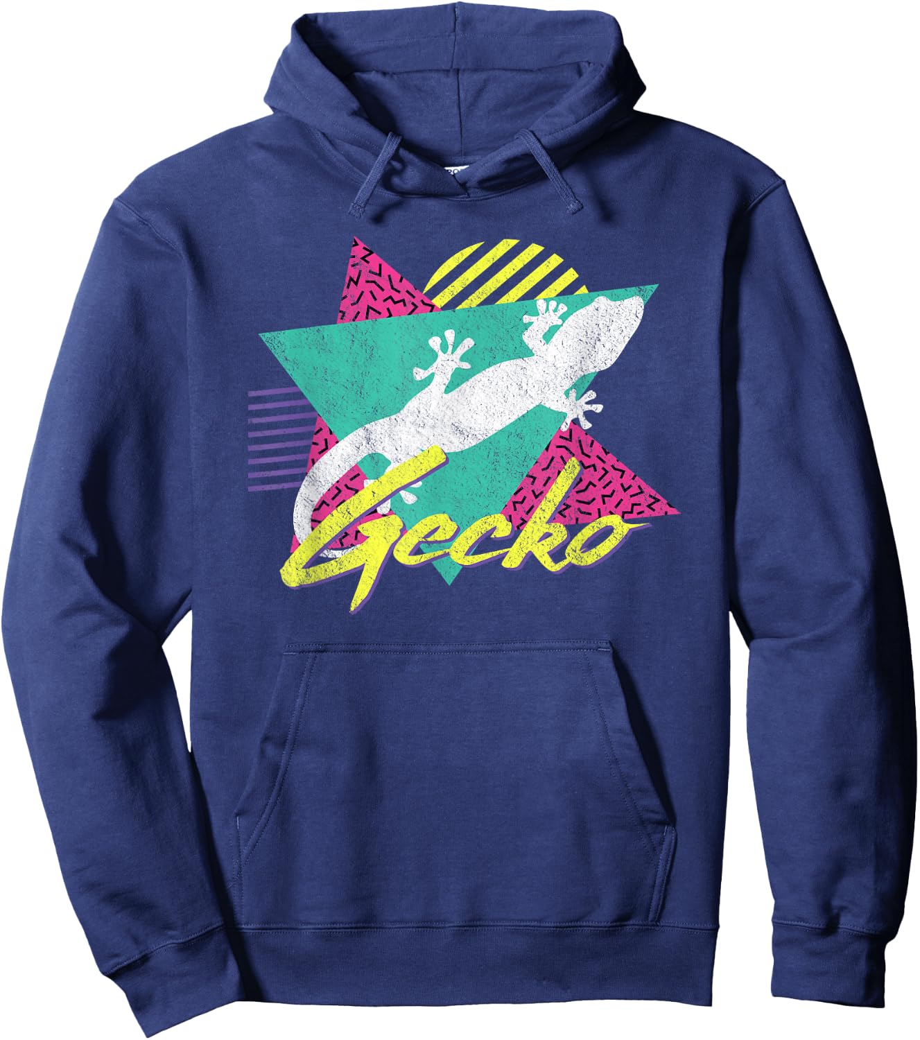 Vintage Retro 80s Or 90s Gecko Lizard Hoodie - Hoodie | Navy