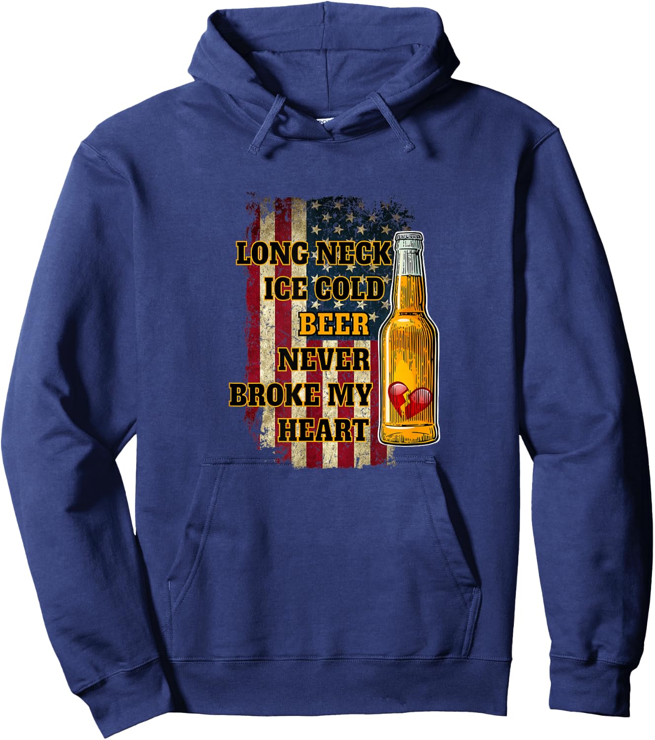 Long Neck Ice Cold Beer Hoodie - Hoodie | Navy