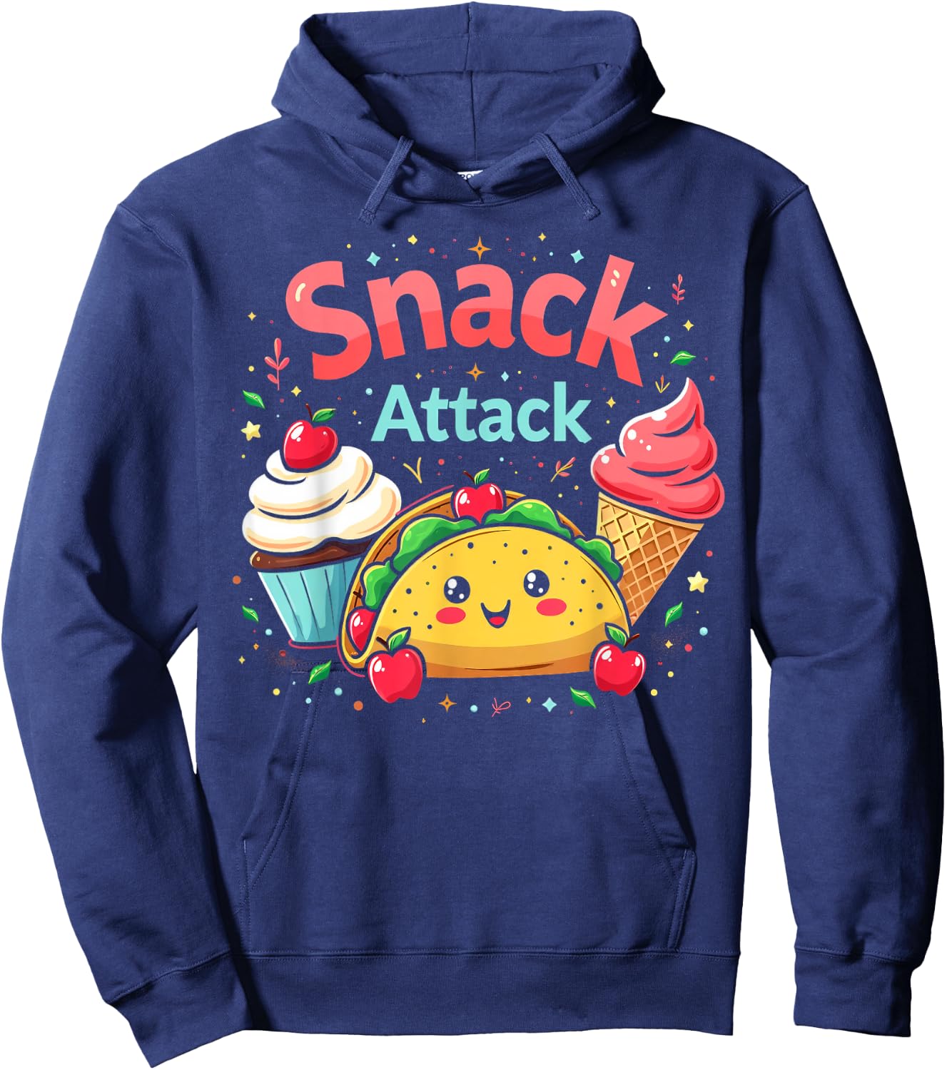 Snack Attack Kawaii Cute Food Lovers Hoodie - Hoodie | Navy