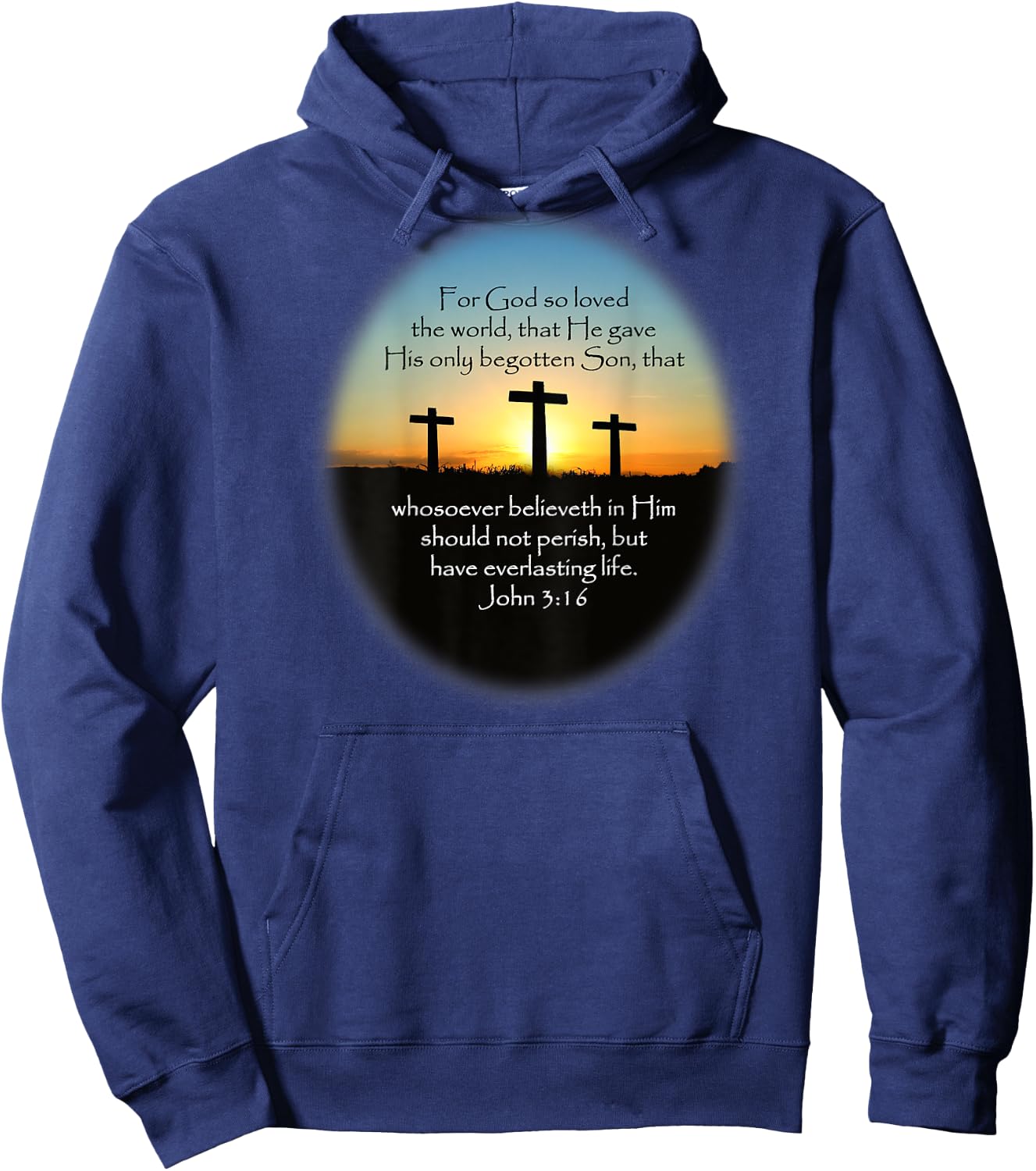 John 3:16 KJV Bible (Printed on back) Hoodie - Hoodie | Navy