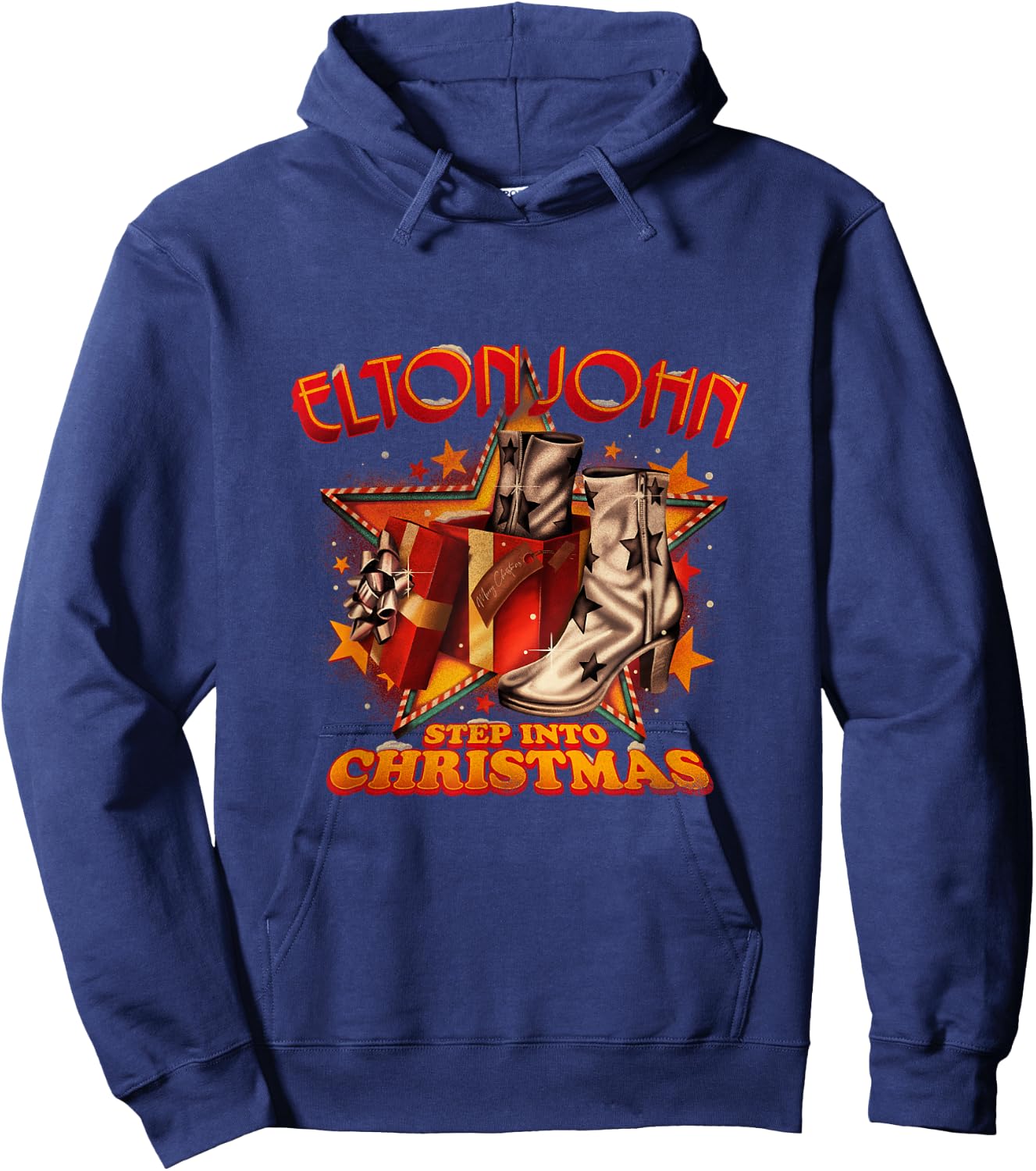 Official Elton John Step Into Christmas Boots Hoodie - Hoodie | Navy