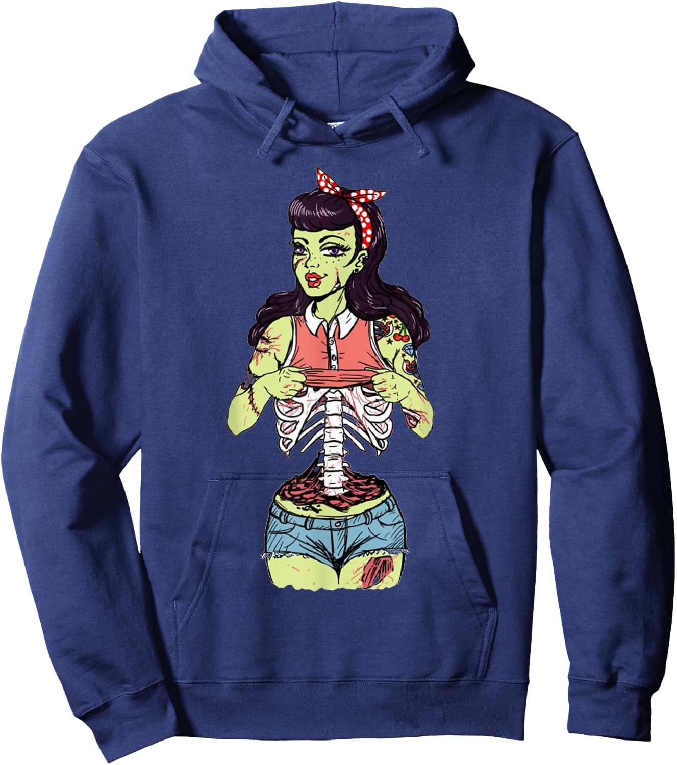 Zombie Pin Up Girl Hoodie - Hoodie | Navy