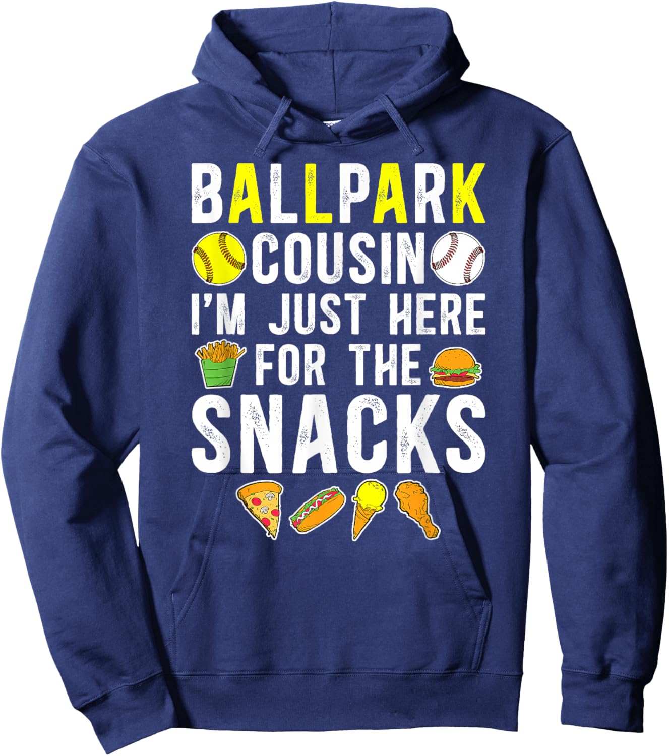 Ballpark Cousin Funny Softball Baseball Cousin Hoodie - Hoodie | Navy