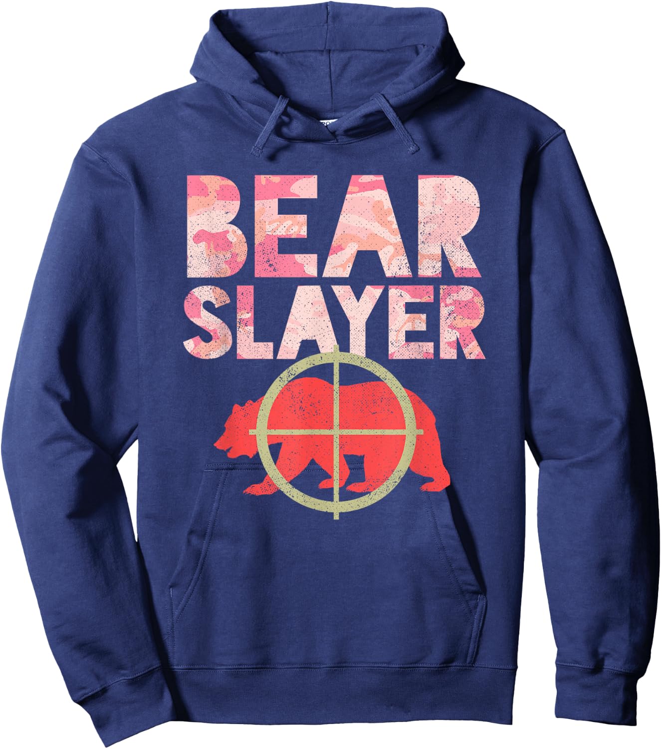 Bear Slayer Pink Camouflage Hunting Humor Shirt Hoodie - Hoodie | Navy