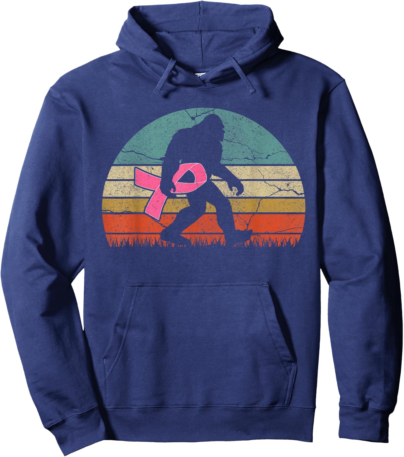breast cancer survivor Vintage Bigfoot women Hoodie - Hoodie | Navy