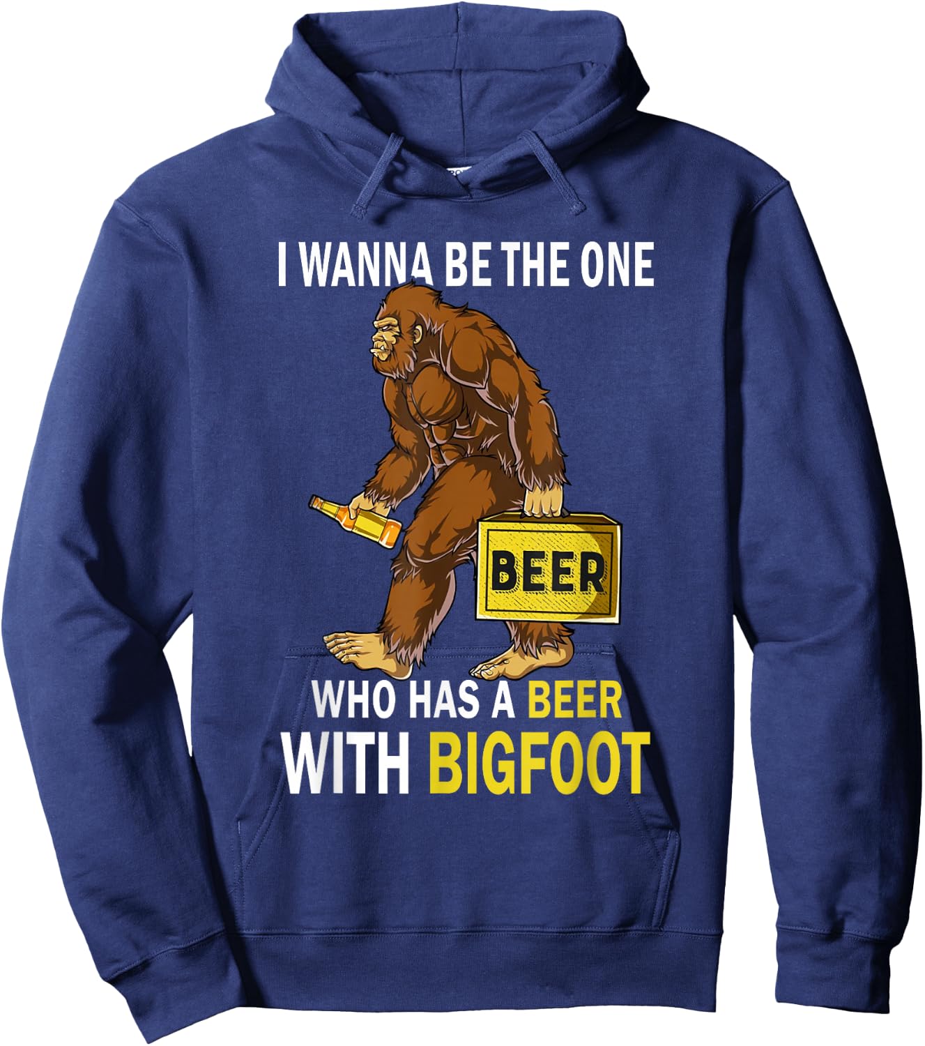 Beer With Bigfoot Idea Gift Sasquatch Man's Hoodie - Hoodie | Navy