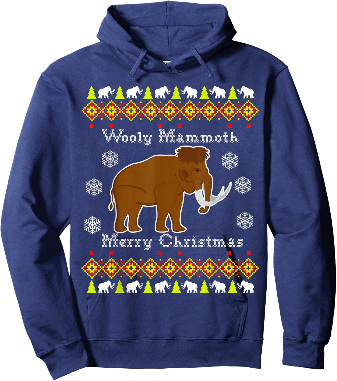 Wooly Mammoth Ugly Christmas Hoodie - Hoodie | Navy