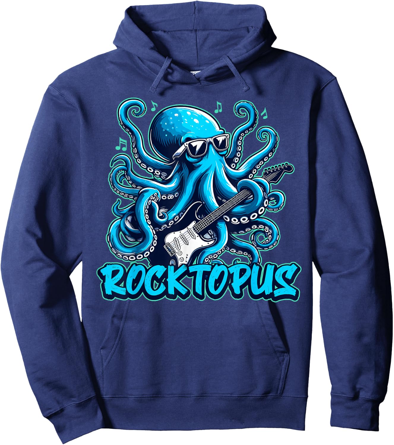 Rocktopus Cool Octopus with Guitar Music Lover Hoodie - Hoodie | Navy
