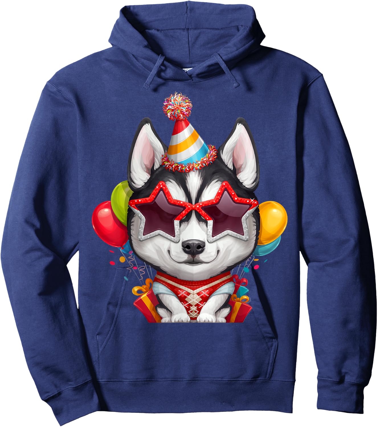 Siberian Husky in Glasses Birthday Hoodie - Hoodie | Navy