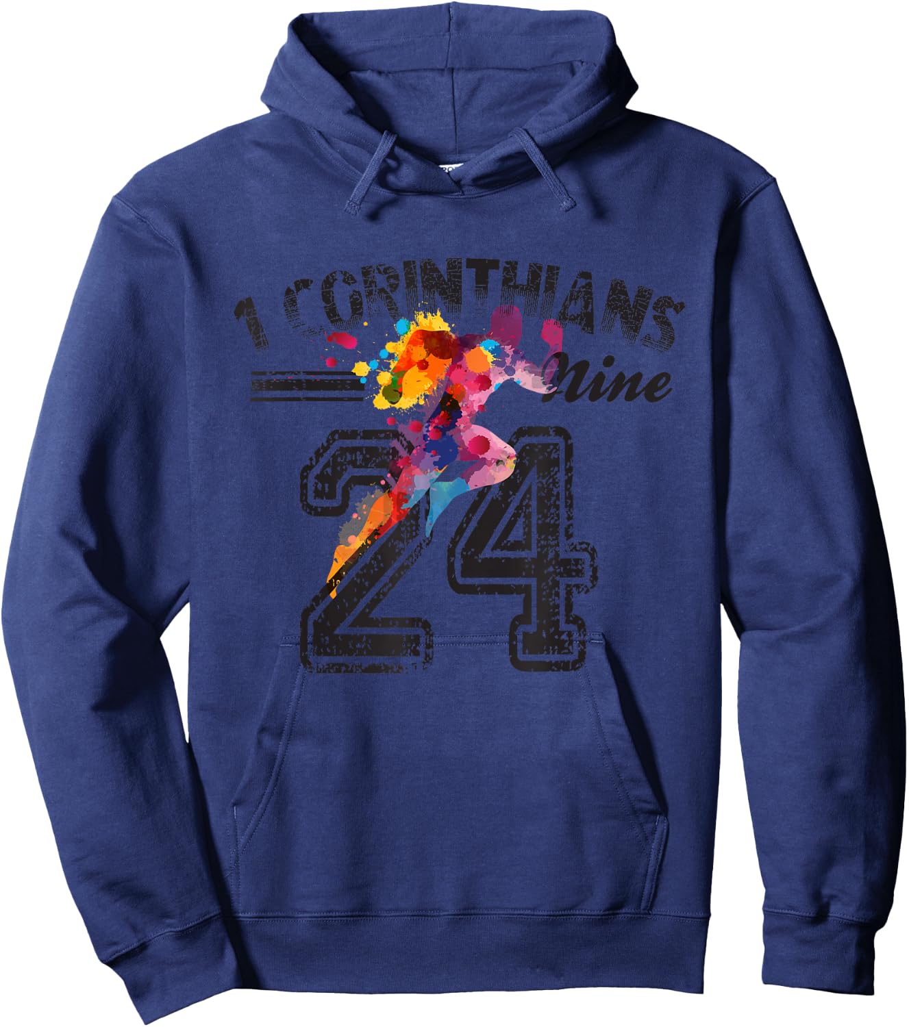 1 x Corinthians 9:24 Christian Runner Hoodie - Hoodie | Navy