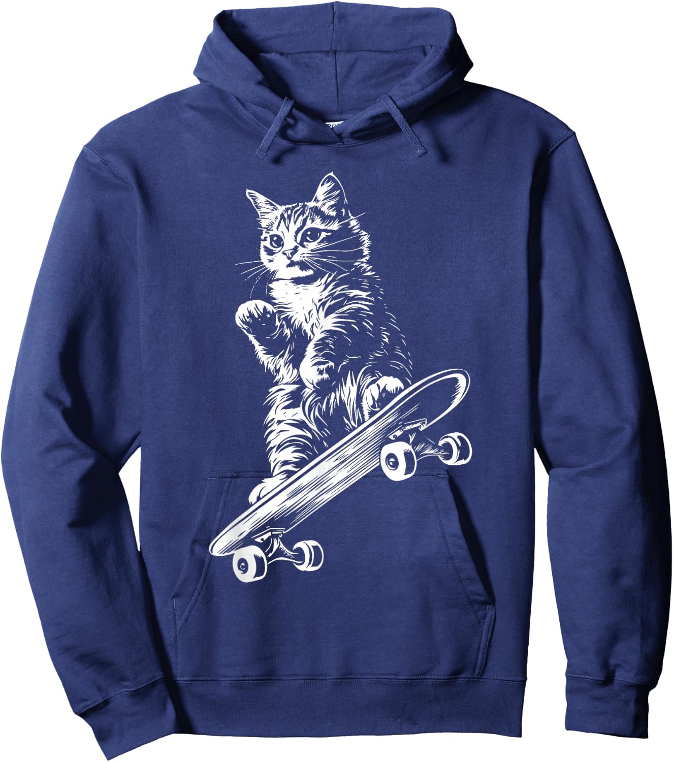 Funny Cat Skateboard Skater Graphic Hoodie - Hoodie | Navy